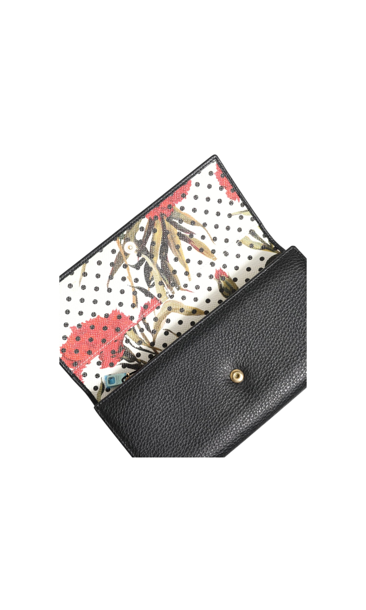 Dolce & Gabbana Black Leather Trifold Logo Plaque Card Holder Wallet Glam Steals