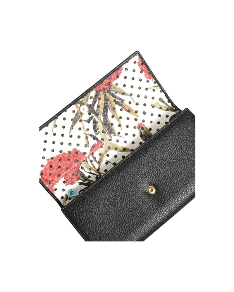 Dolce & Gabbana Black Leather Trifold Logo Plaque Card Holder Wallet Glam Steals