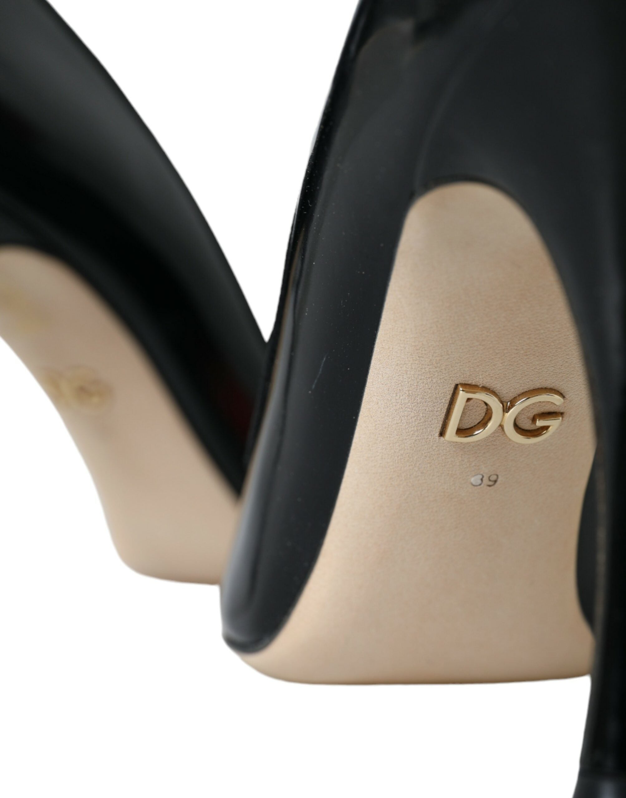 Dolce & Gabbana Black Leather Wow Patch Heels Pumps Shoes Glam Steals