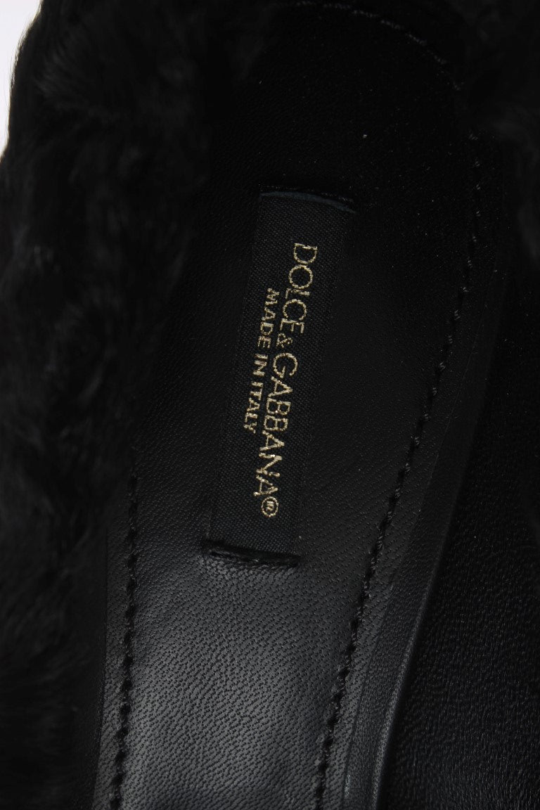 Dolce & Gabbana Black Leather Xiangao Lamb Fur Pumps Glam Steals