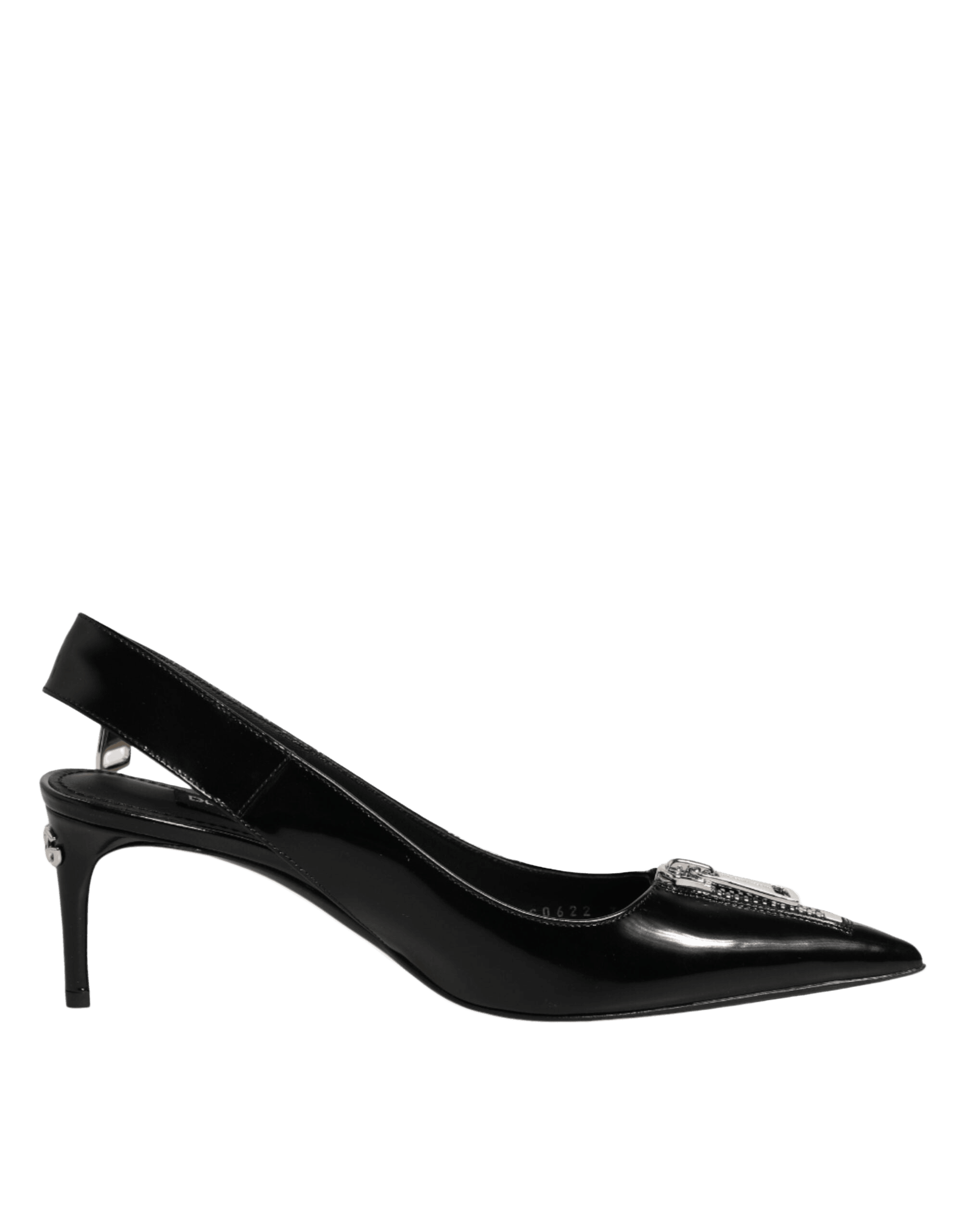 Dolce & Gabbana Black Leather Zipper Heels Slingbacks Shoes Glam Steals
