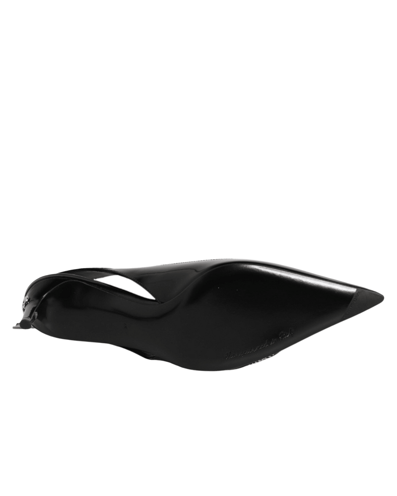 Dolce & Gabbana Black Leather Zipper Heels Slingbacks Shoes Glam Steals