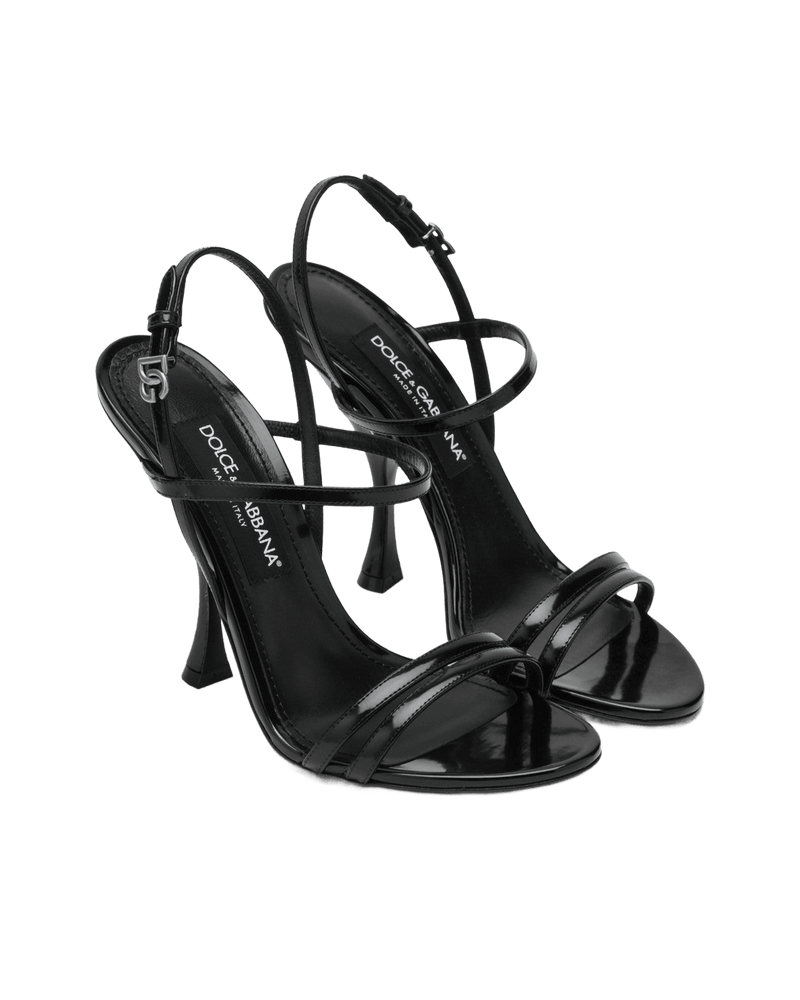 Dolce & Gabbana Black Leather and Polished Calf Sandals Glam Steals