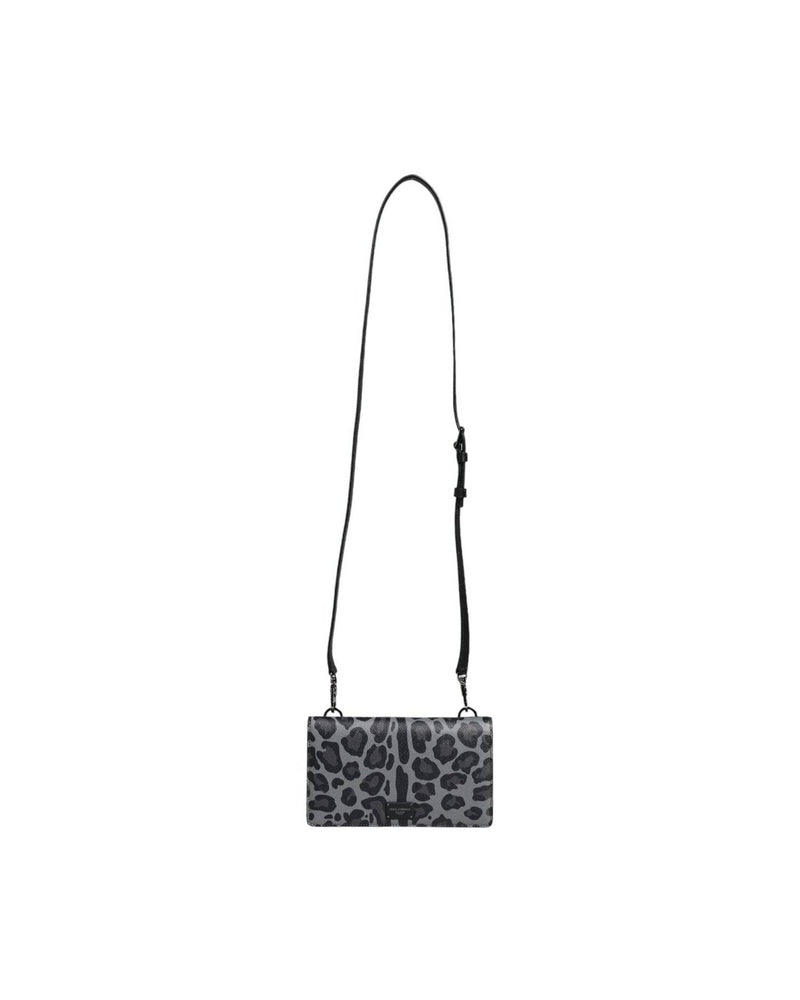 Dolce & Gabbana Leopard Leather Bifold Card Slot Crossbody Black Gray Bag Glam Steals