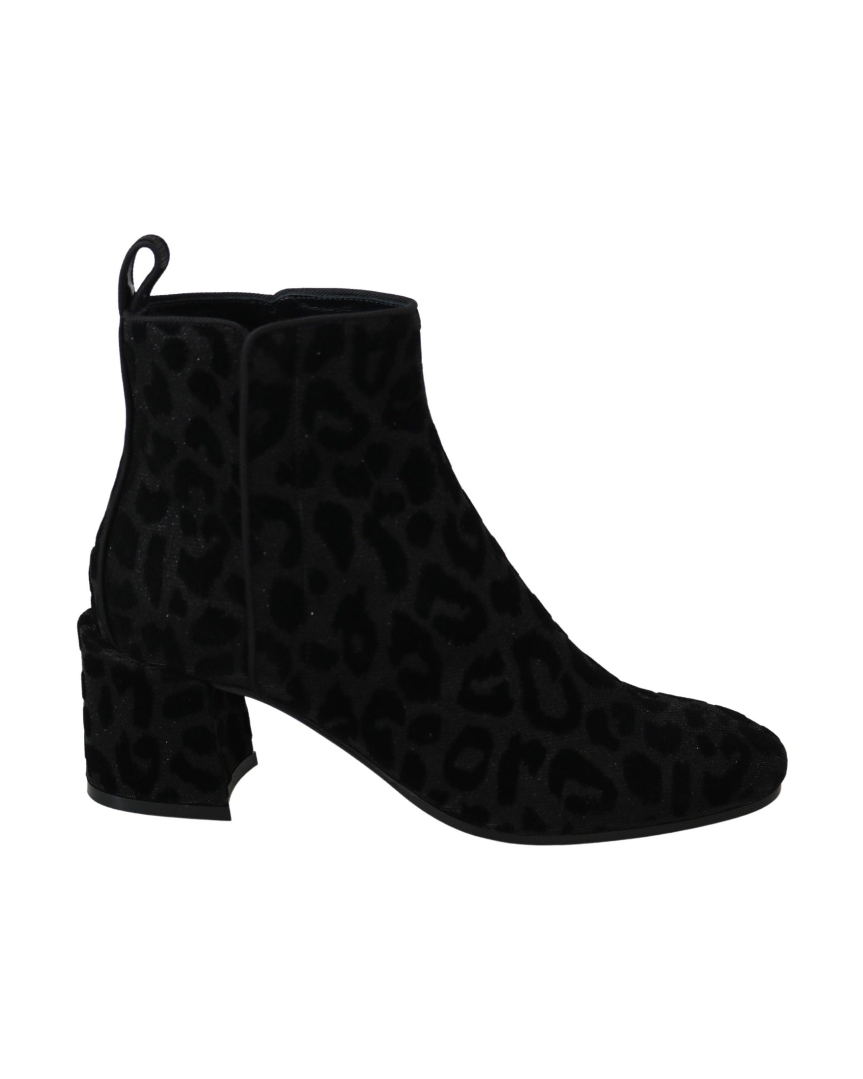 Dolce & Gabbana Black Leopard Short Boots Zipper Shoes Glam Steals