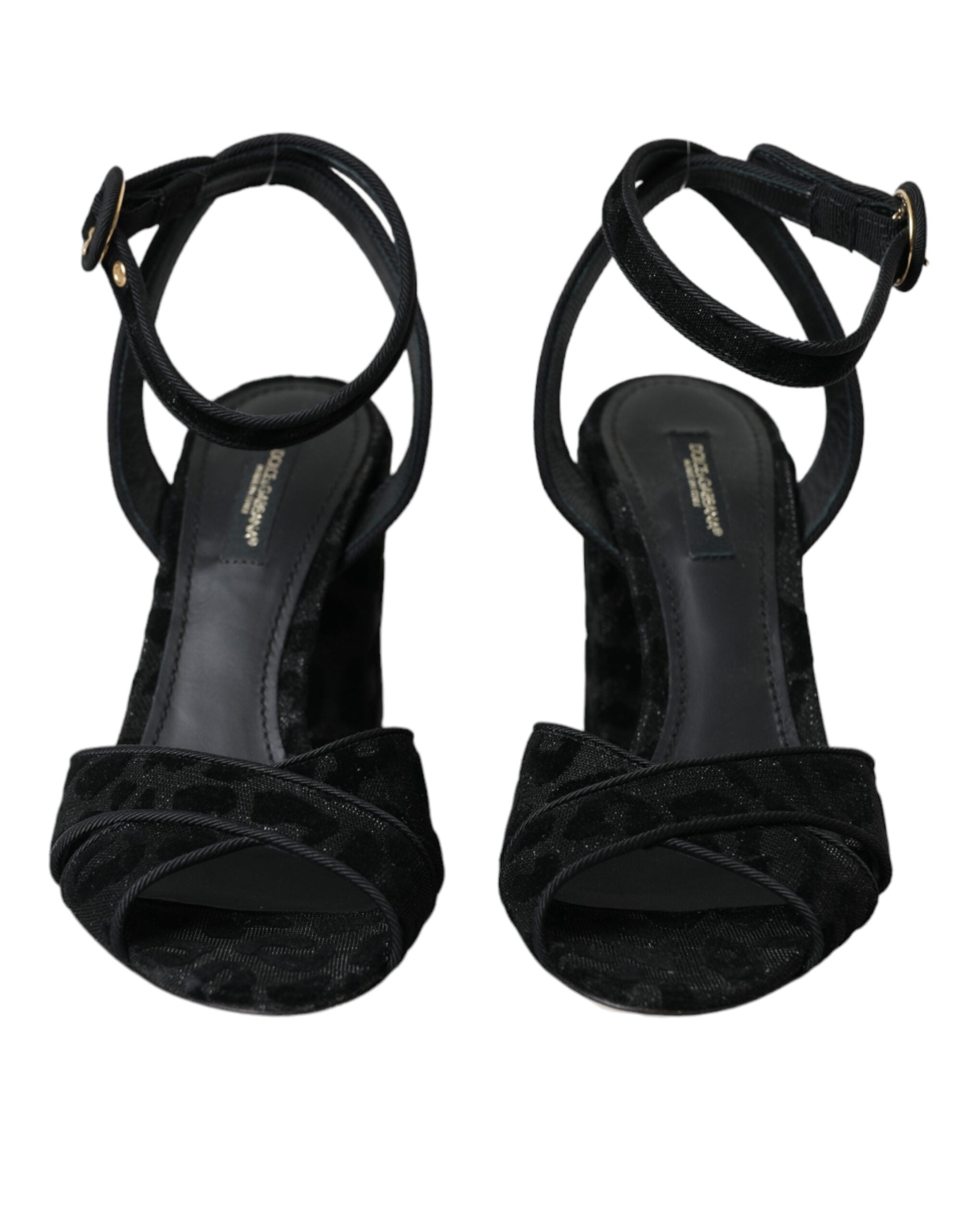 Dolce & Gabbana Black Leopard Suede Heels Sandals Shoes Glam Steals