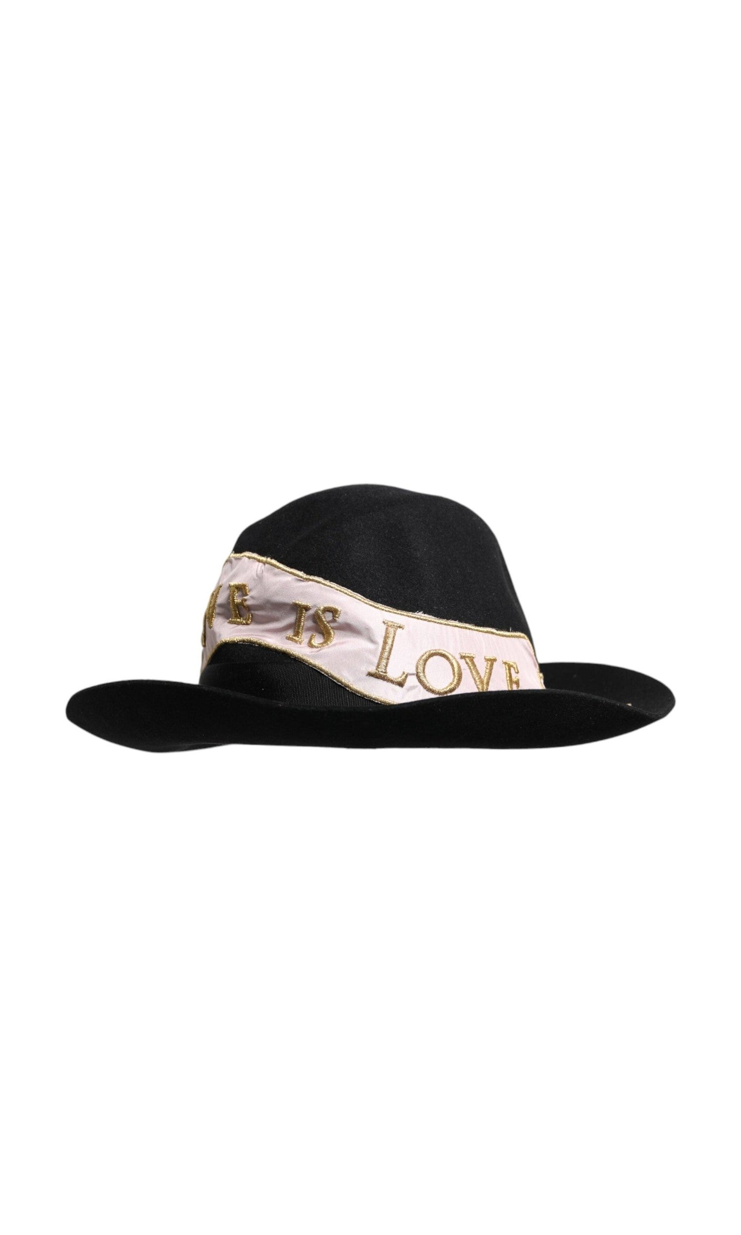 Dolce & Gabbana Black Logo Embroidered Women Wide Brim Hat Glam Steals