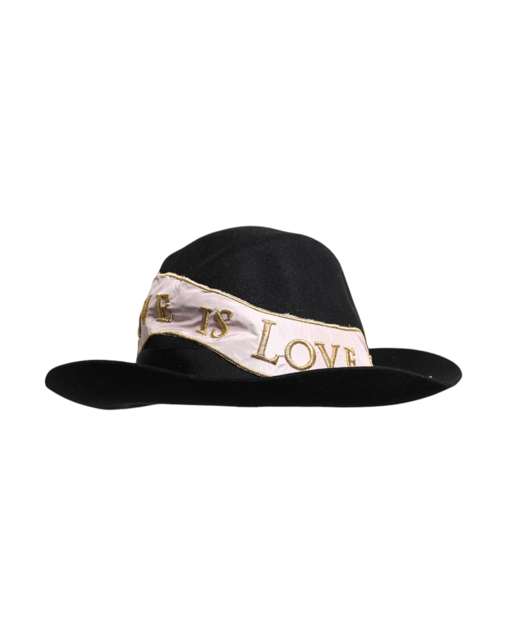 Dolce & Gabbana Black Logo Embroidered Women Wide Brim Hat Glam Steals