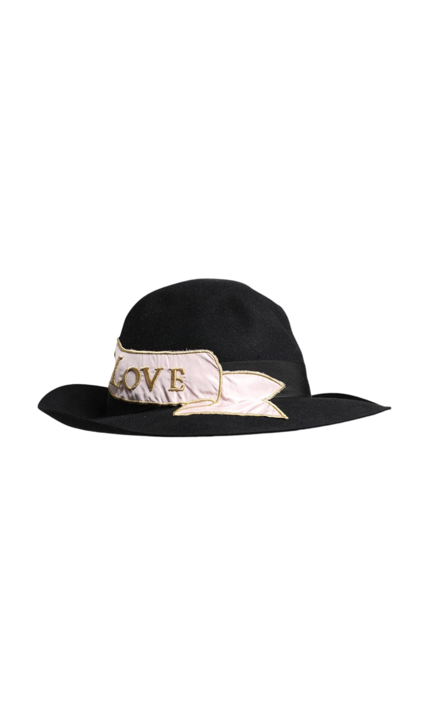 Dolce & Gabbana Black Logo Embroidered Women Wide Brim Hat Glam Steals