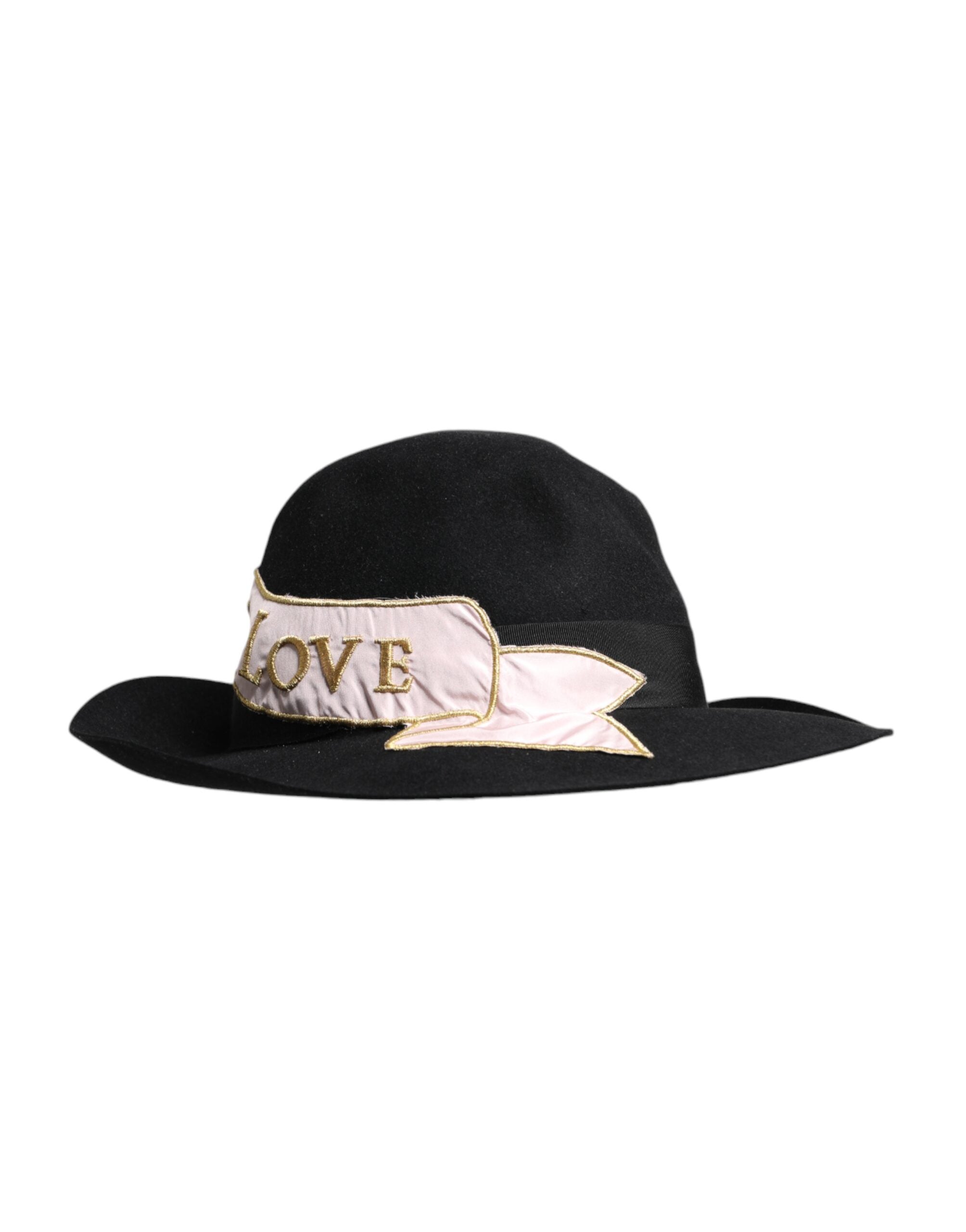 Dolce & Gabbana Black Logo Embroidered Women Wide Brim Hat Glam Steals
