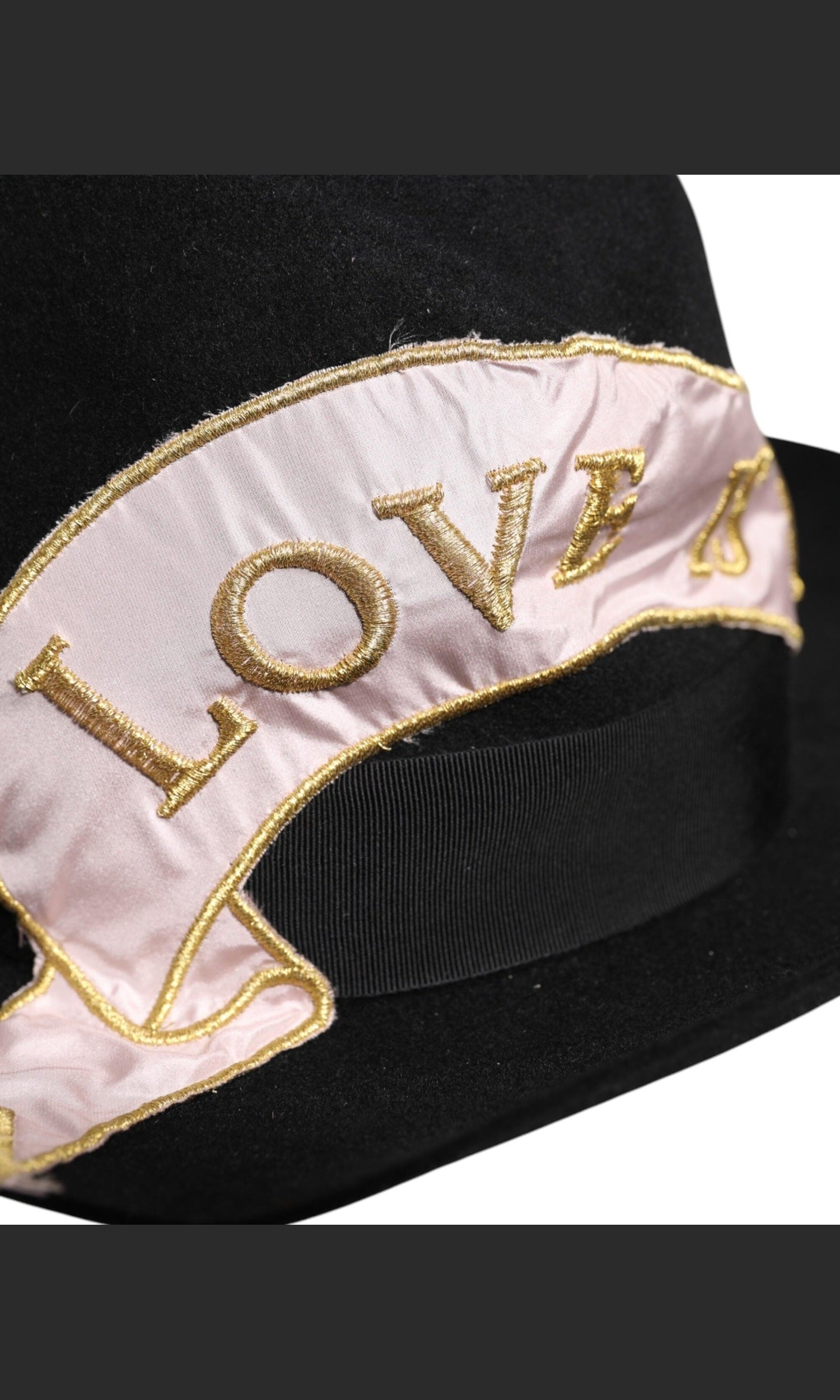 Dolce & Gabbana Black Logo Embroidered Women Wide Brim Hat Glam Steals