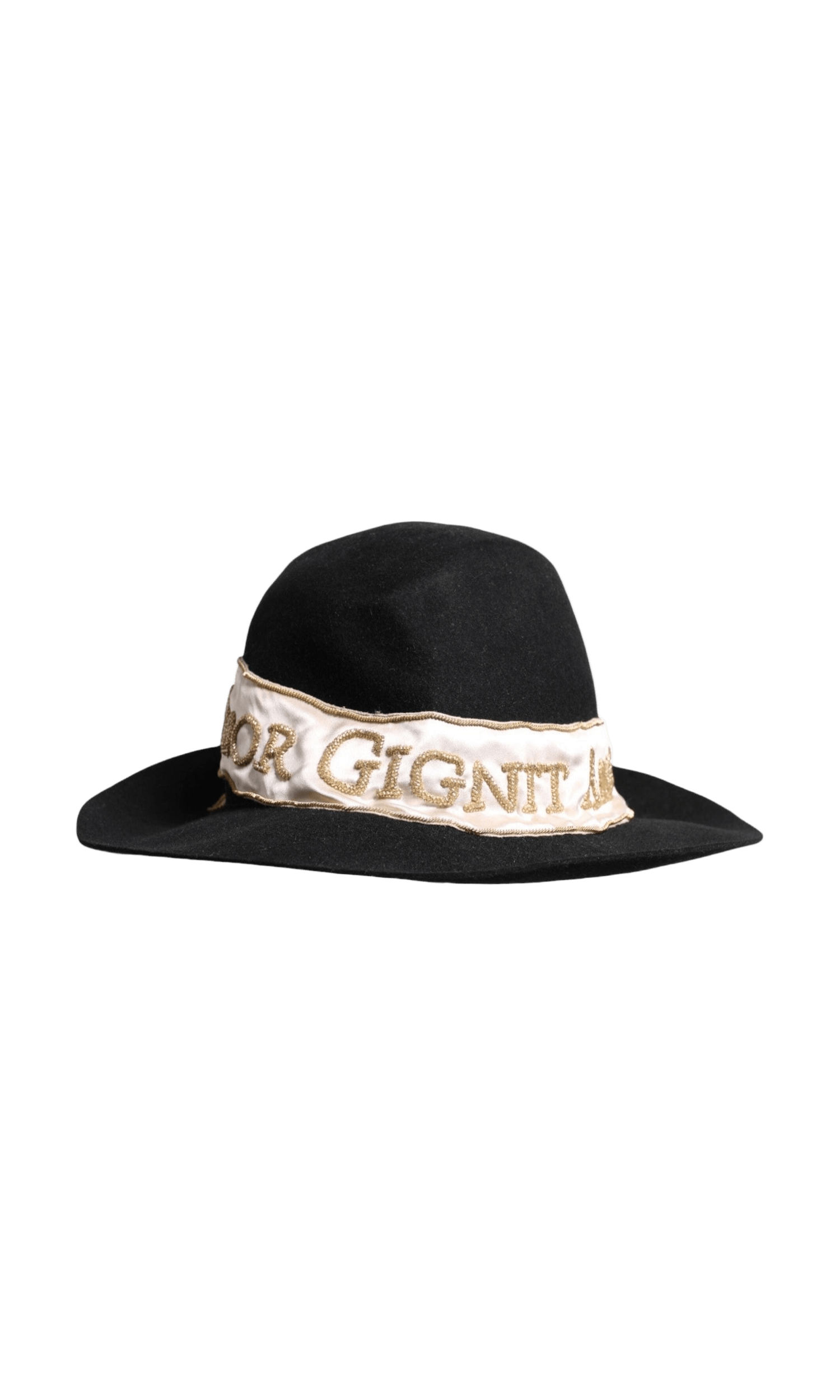 Dolce & Gabbana Black Logo Sequin Embroidery Wide Brim Hat Glam Steals