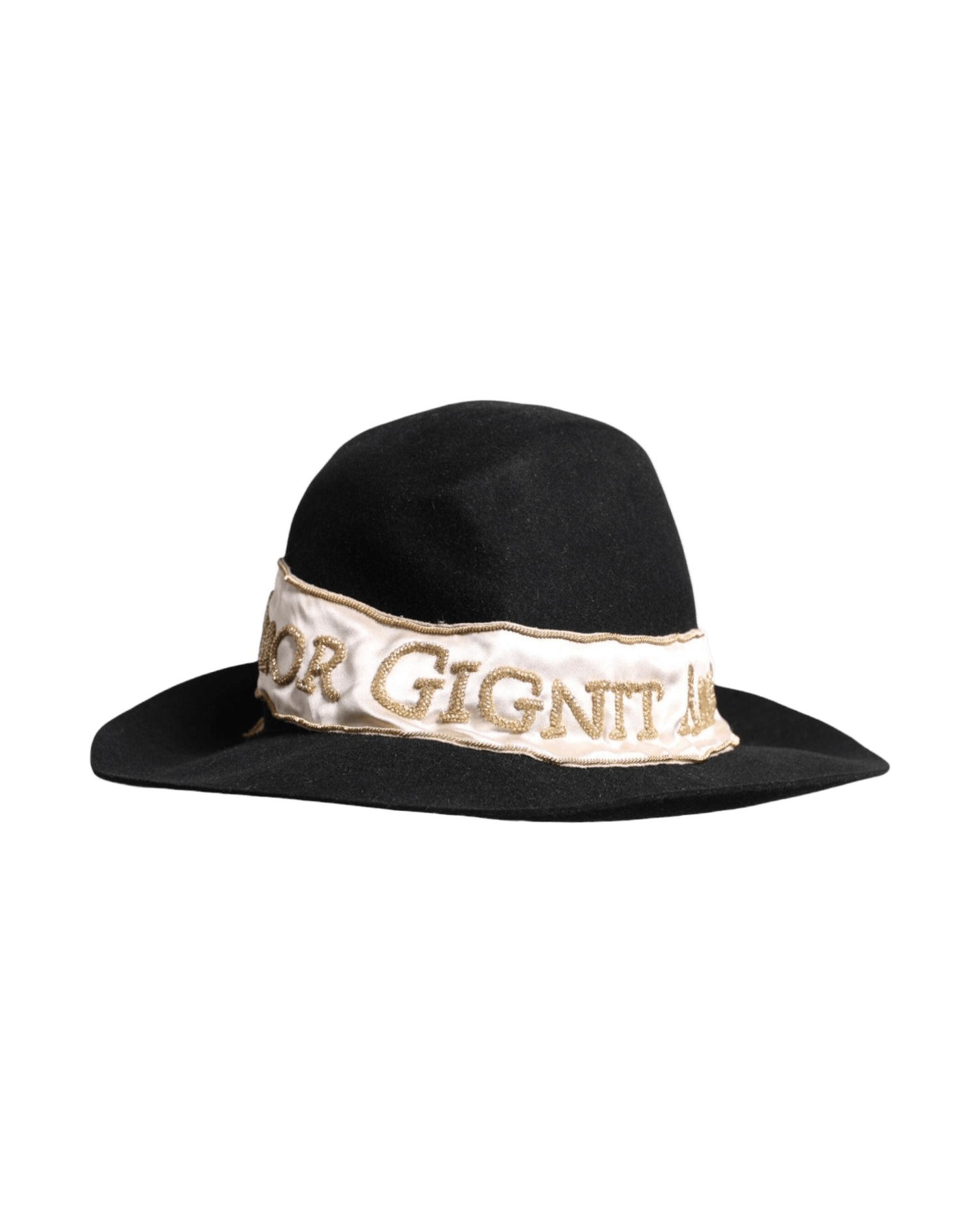Dolce & Gabbana Black Logo Sequin Embroidery Wide Brim Hat Glam Steals