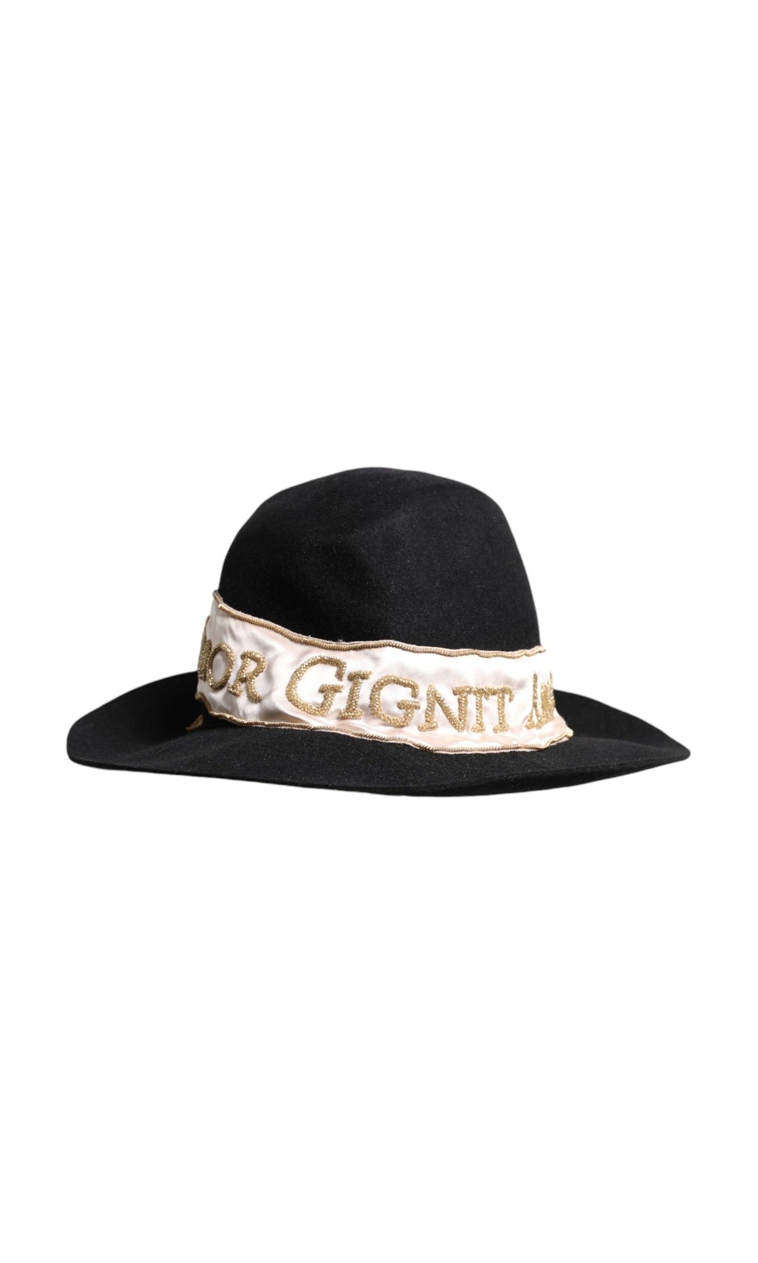 Dolce & Gabbana Black Logo Sequin Embroidery Wide Brim Hat Glam Steals
