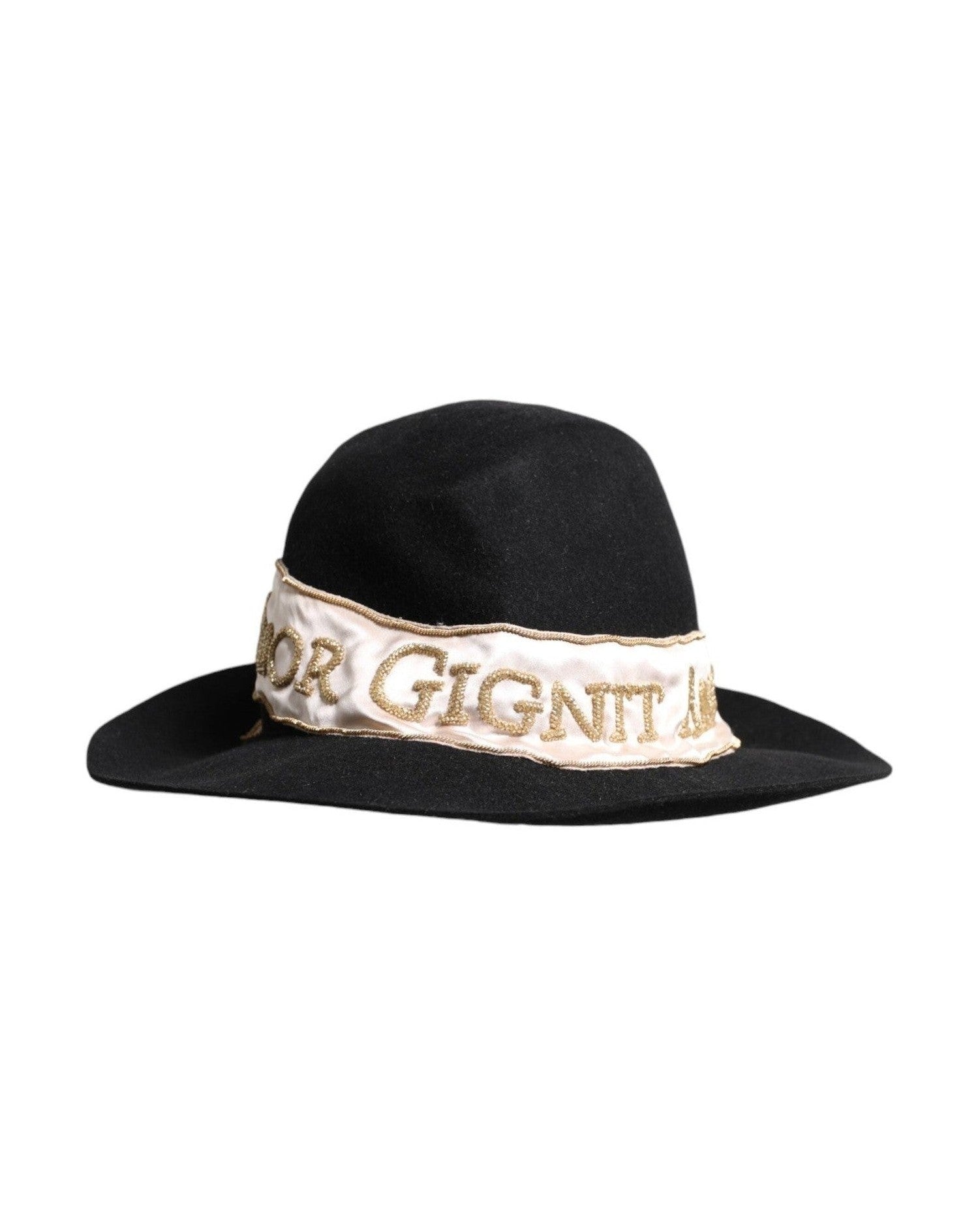 Dolce & Gabbana Black Logo Sequin Embroidery Wide Brim Hat Glam Steals