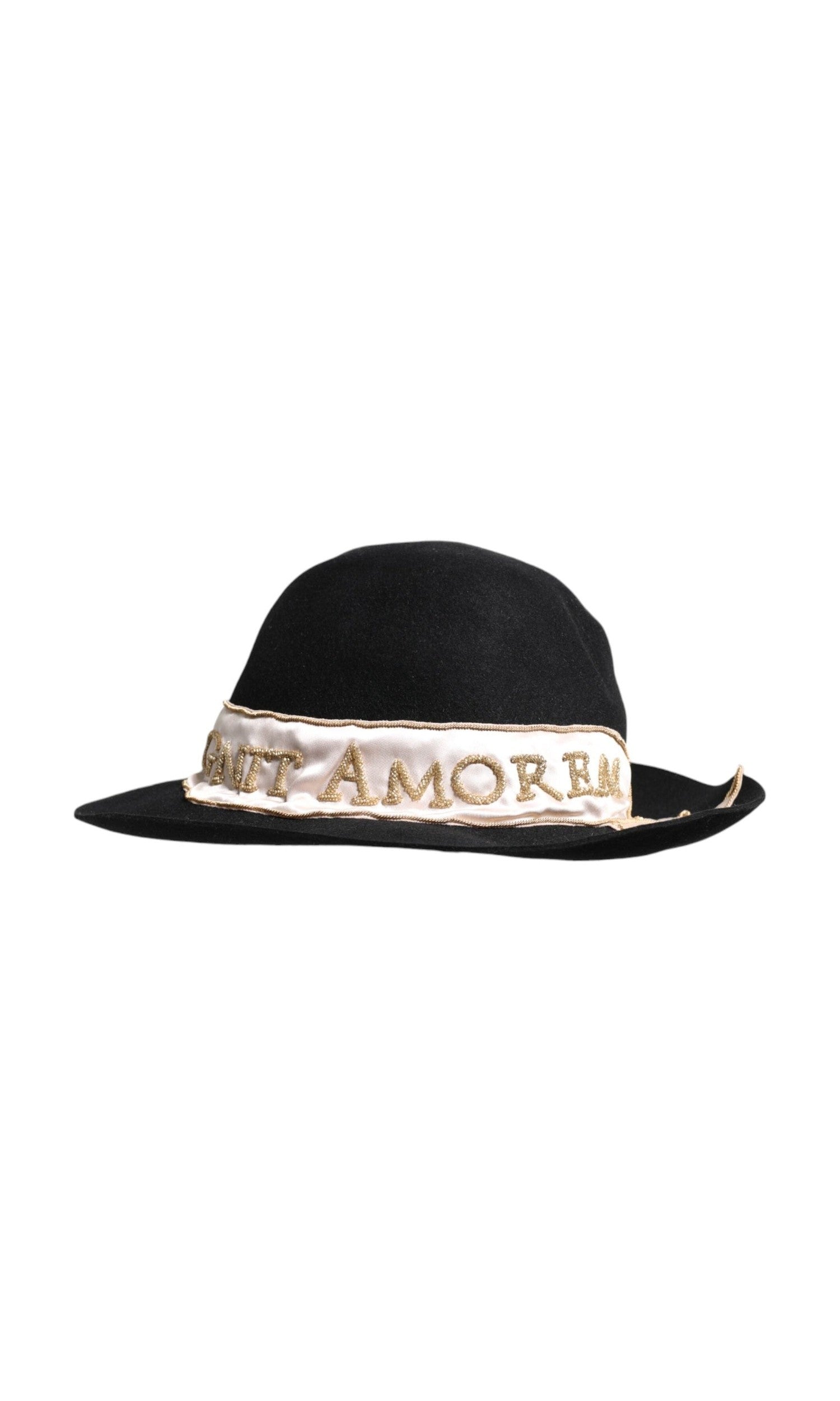 Dolce & Gabbana Black Logo Sequin Embroidery Wide Brim Hat Glam Steals
