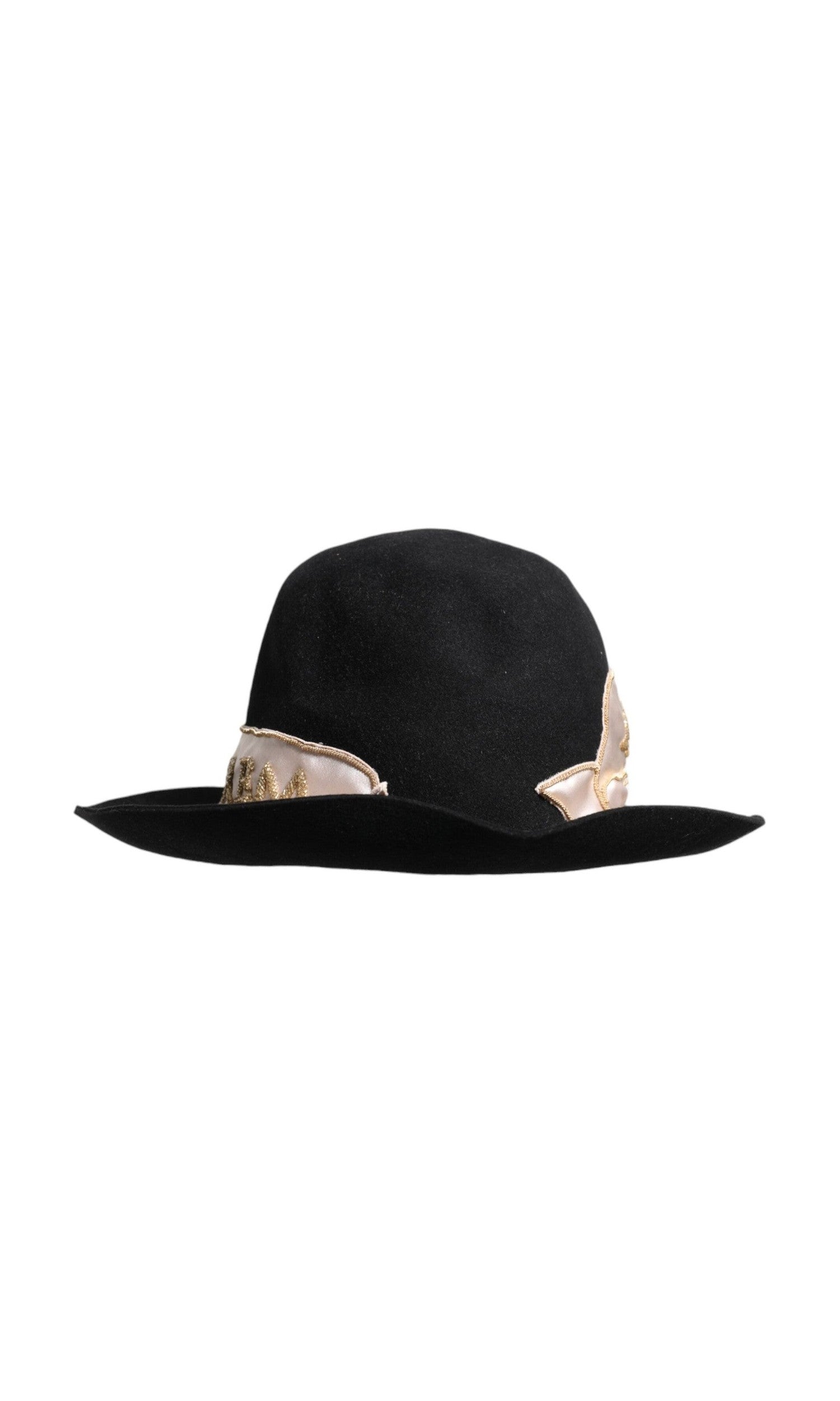 Dolce & Gabbana Black Logo Sequin Embroidery Wide Brim Hat Glam Steals
