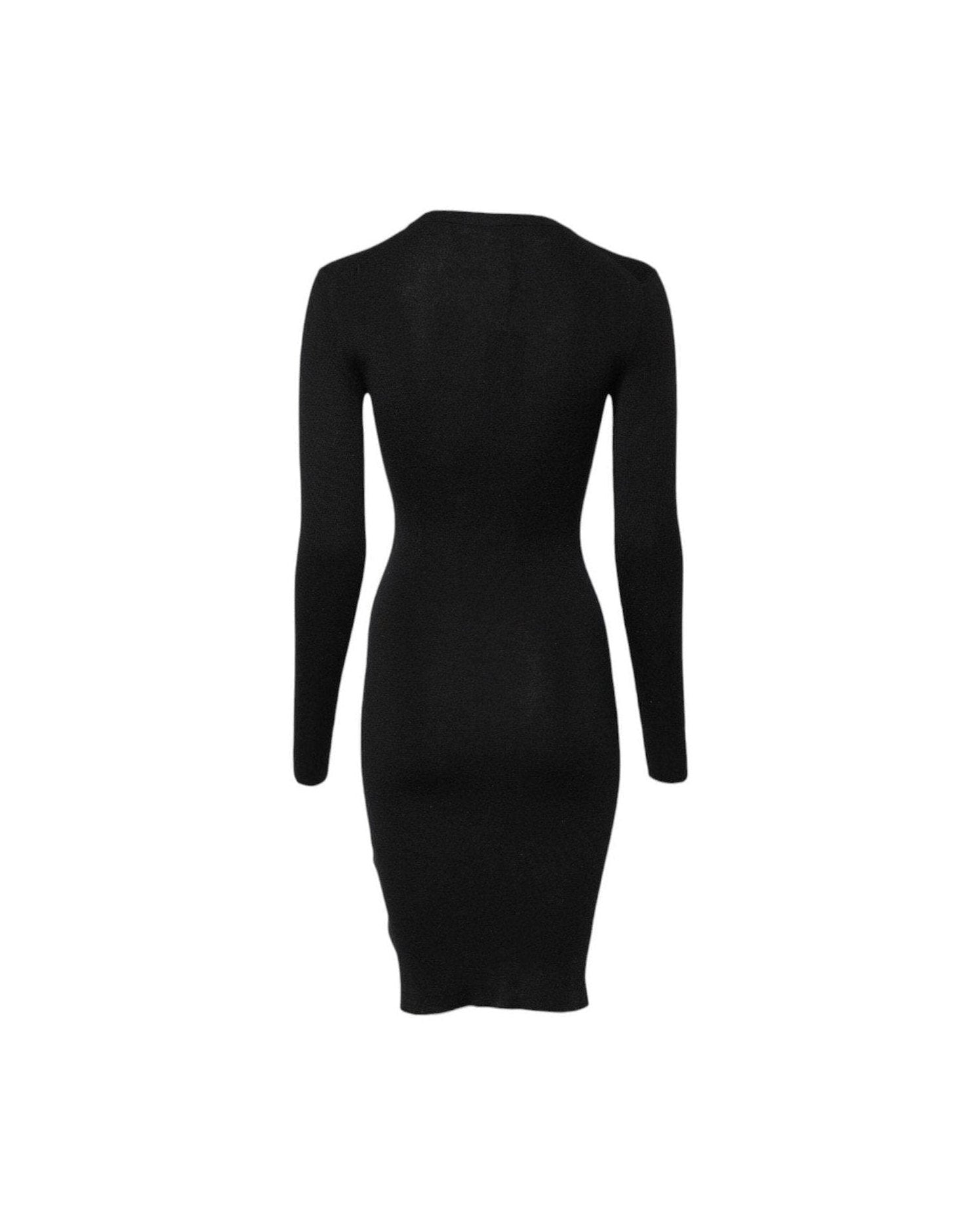 Dolce & Gabbana Black Long Sleeves Bodycon Sheath Dress Glam Steals