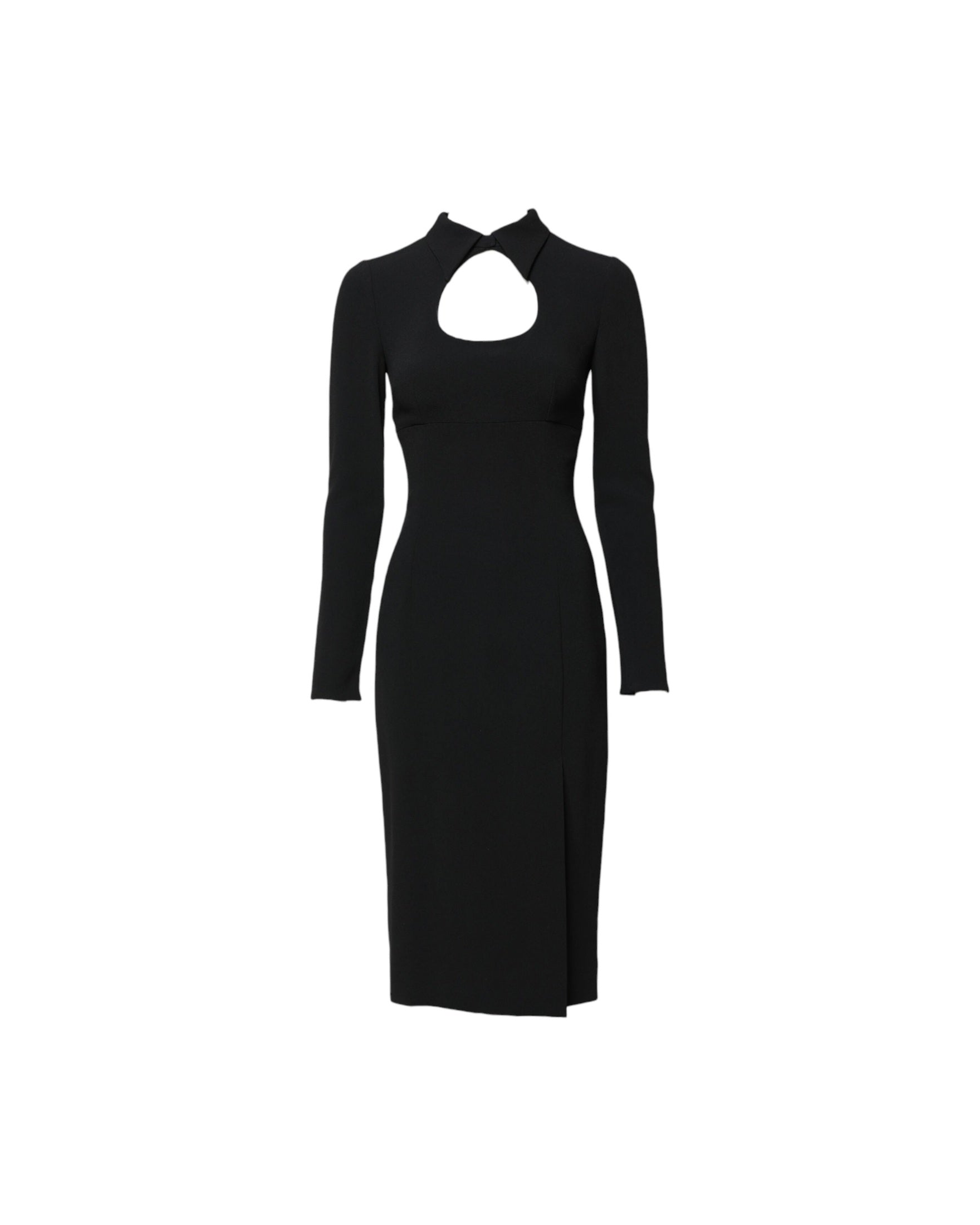 Dolce & Gabbana Black Long Sleeves Bodycon Sheath Midi Dress Glam Steals