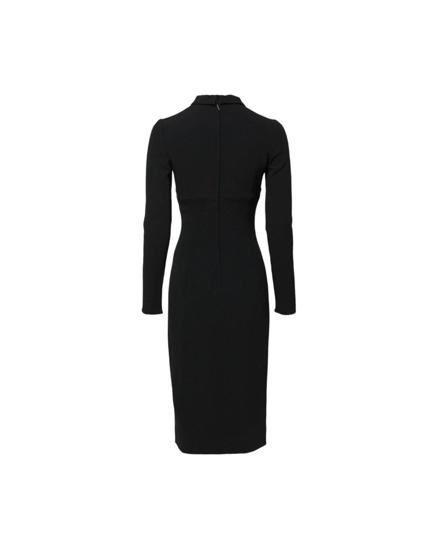 Dolce & Gabbana Black Long Sleeves Bodycon Sheath Midi Dress Glam Steals