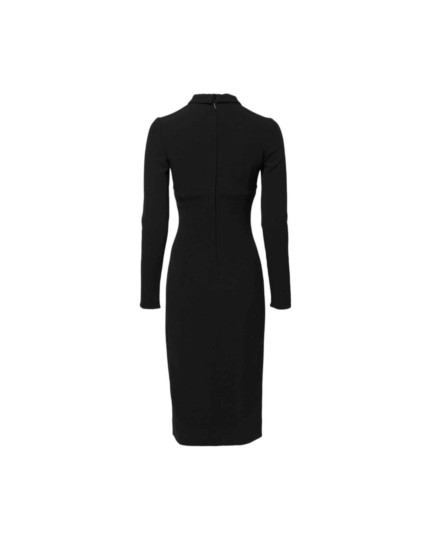 Dolce & Gabbana Black Long Sleeves Bodycon Sheath Midi Dress Glam Steals