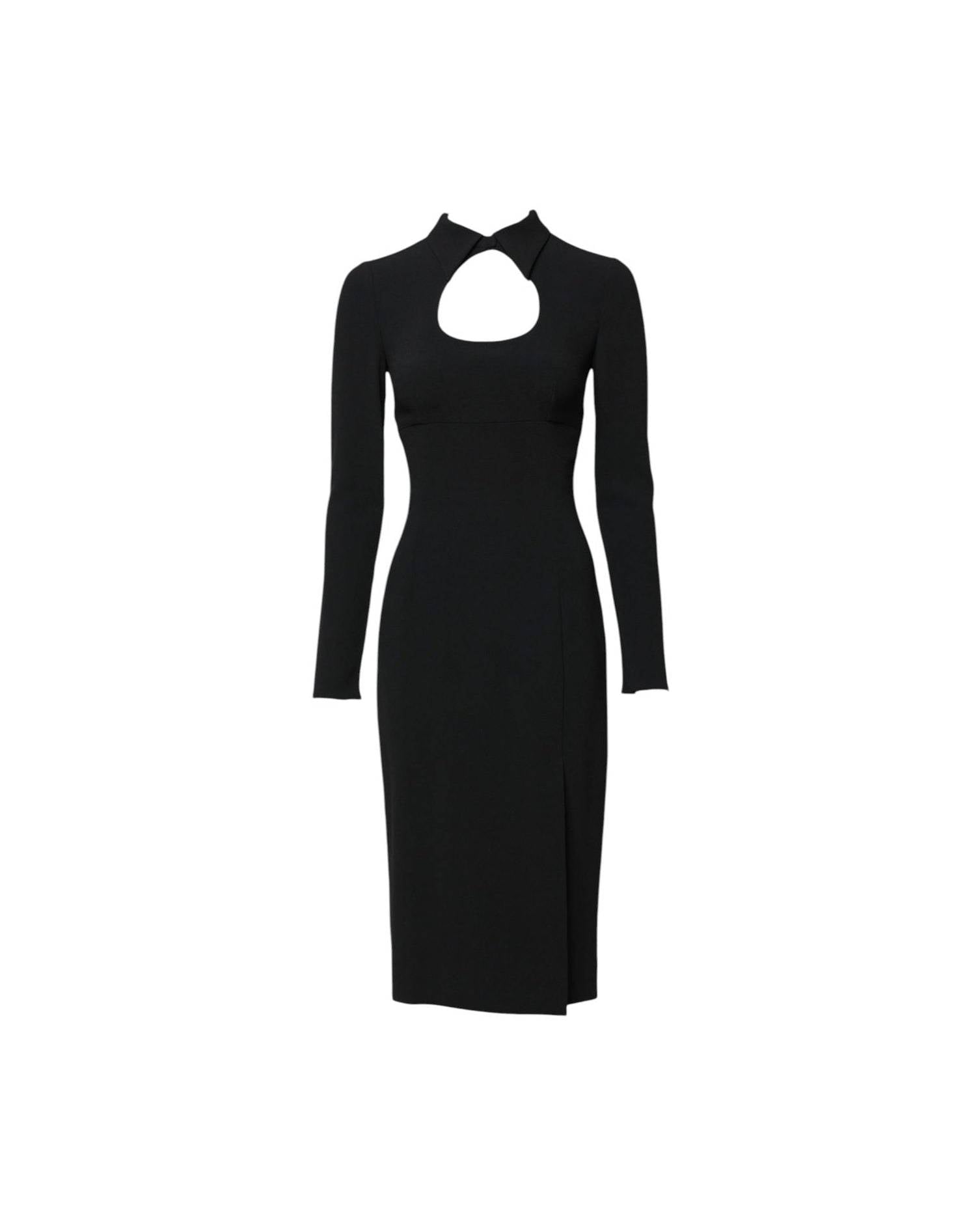 Dolce & Gabbana Black Long Sleeves Bodycon Sheath Midi Dress Glam Steals