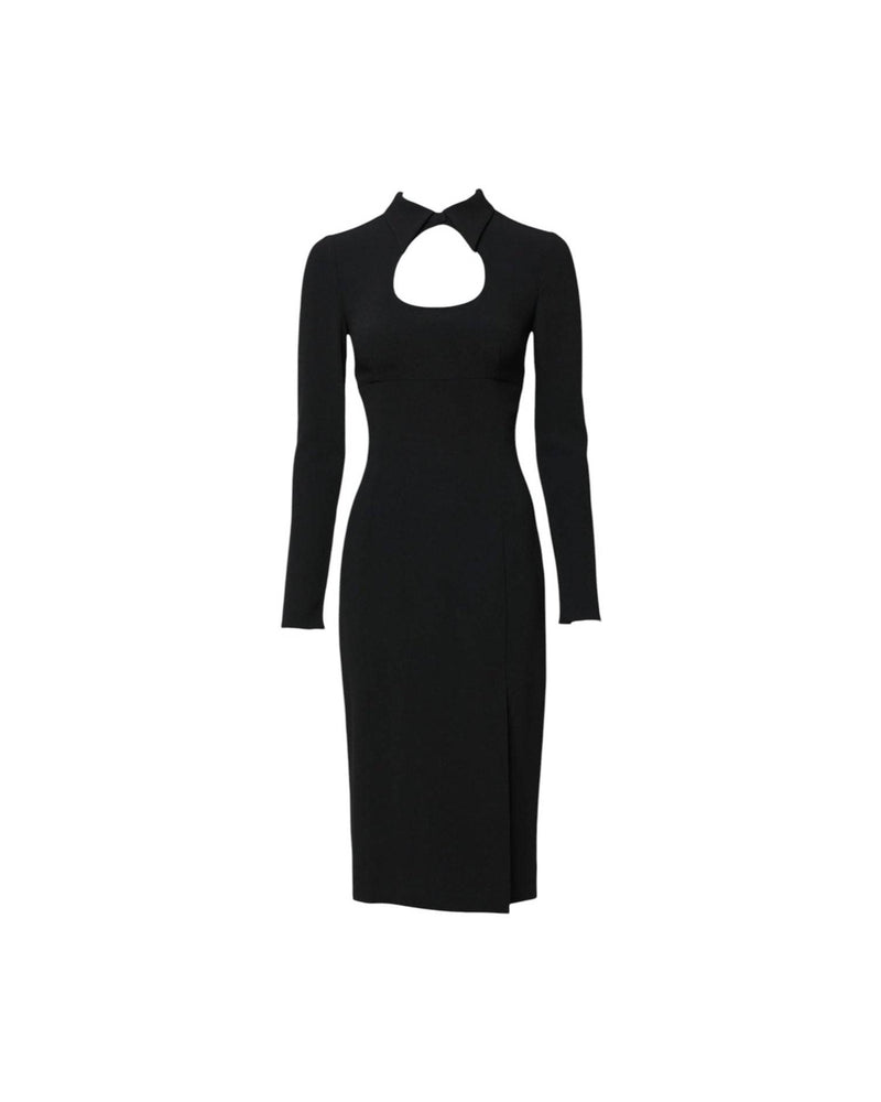 Dolce & Gabbana Black Long Sleeves Bodycon Sheath Midi Dress Glam Steals
