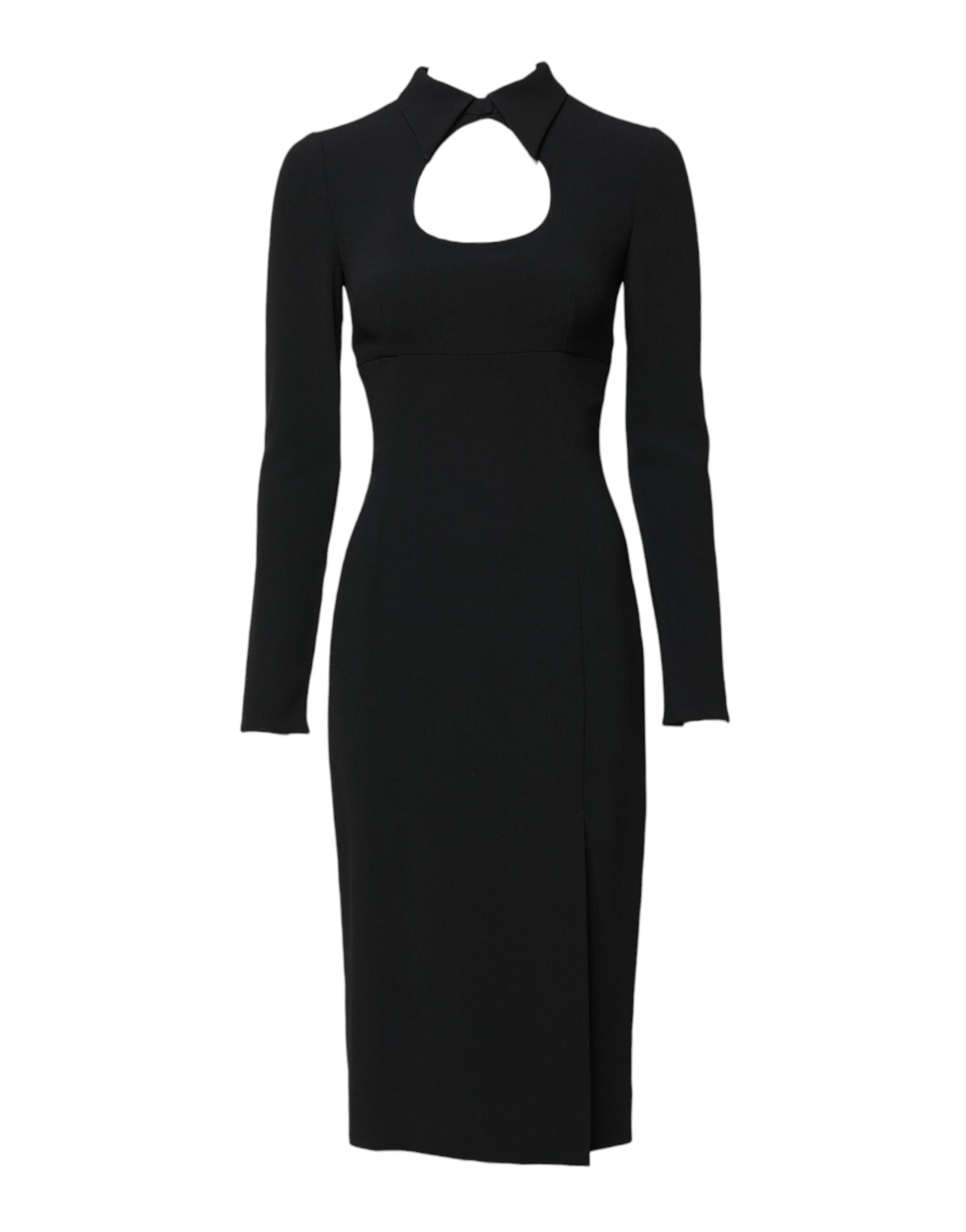 Dolce & Gabbana Black Long Sleeves Bodycon Sheath Midi Dress Glam Steals