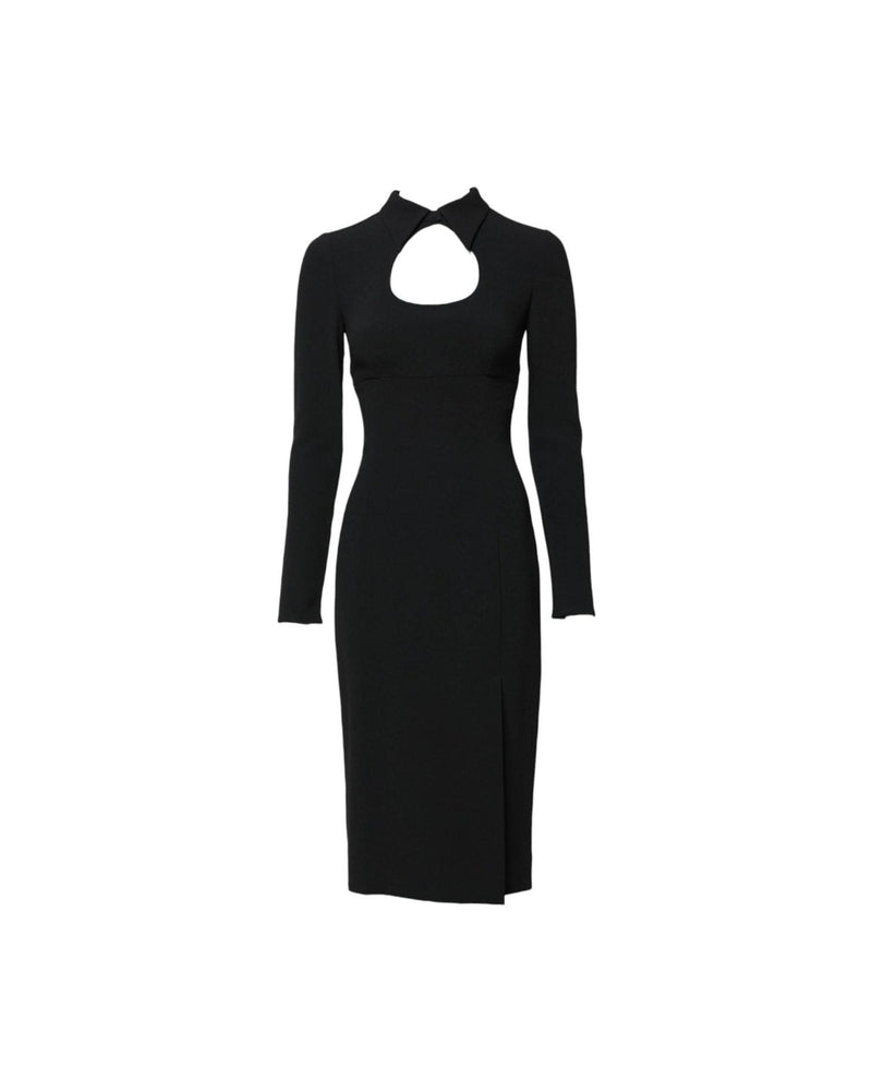 Dolce & Gabbana Black Long Sleeves Bodycon Sheath Midi Dress Glam Steals
