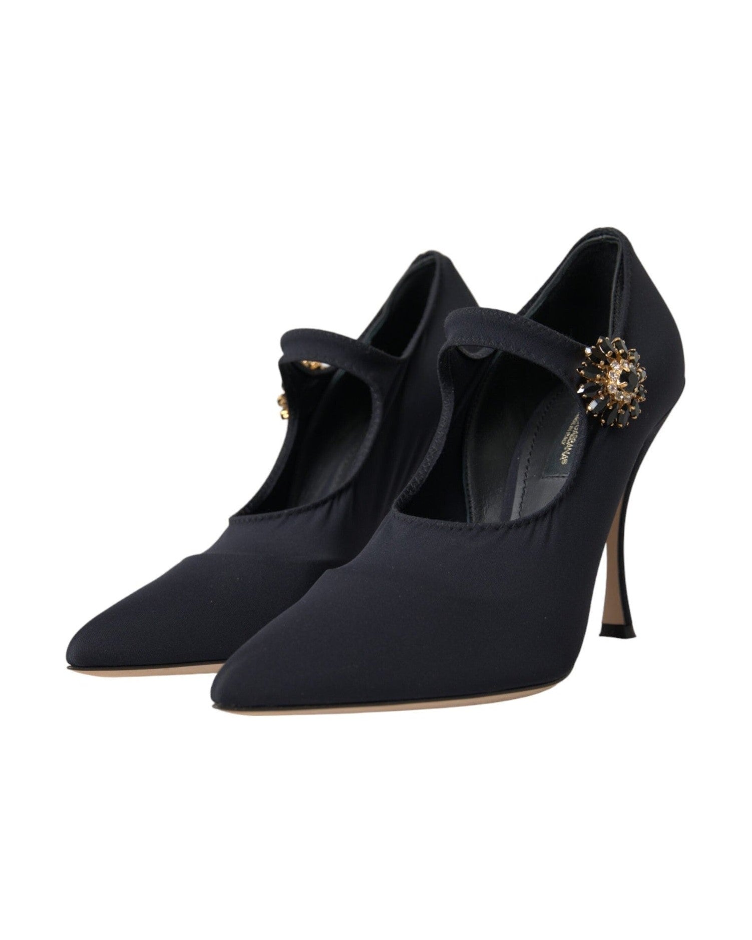 Dolce & Gabbana Black Mary Jane Jersey Crystal Pumps Shoes Glam Steals