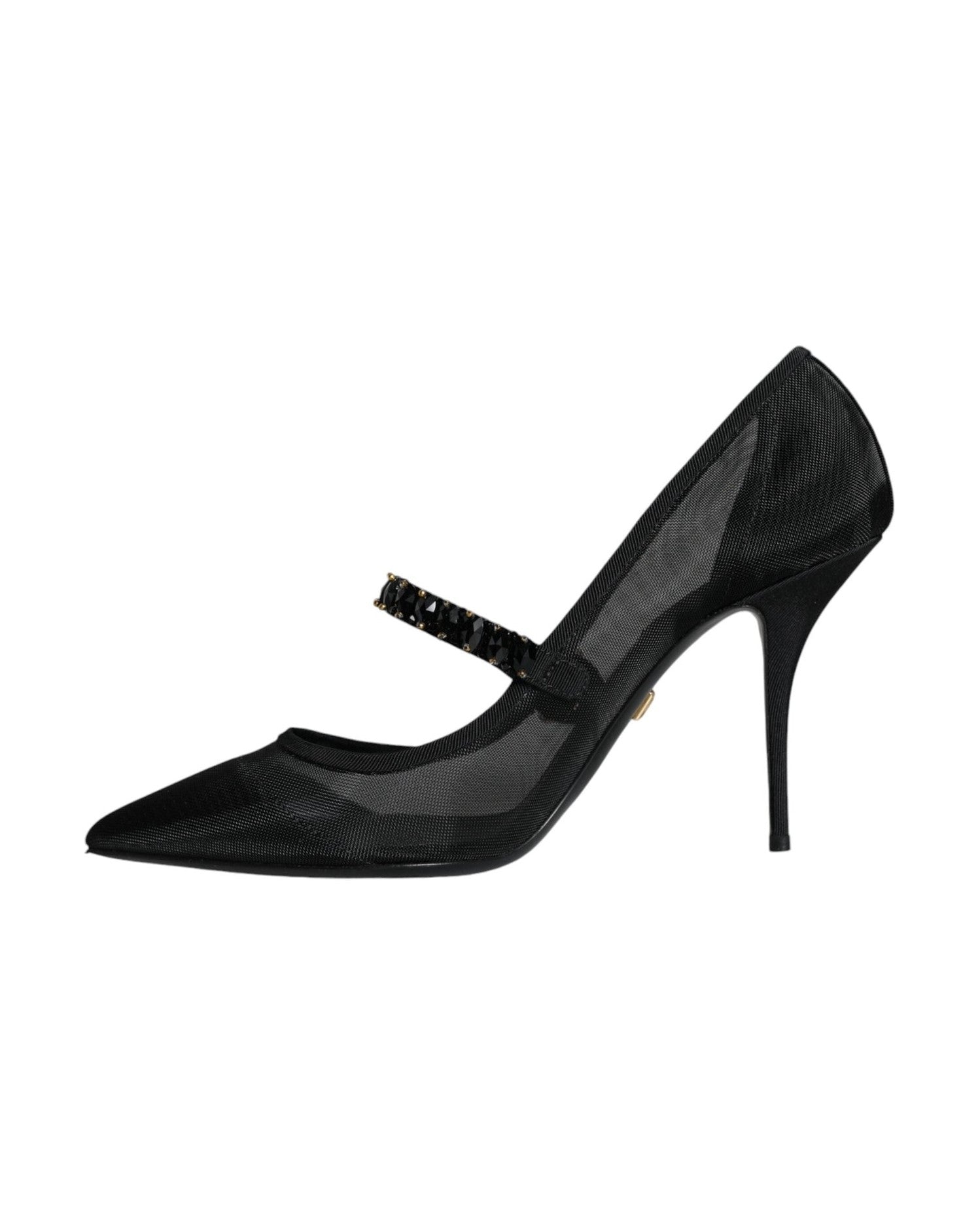 Dolce & Gabbana Black Mesh Mary Jane Crystal Heel Pumps Shoes Glam Steals