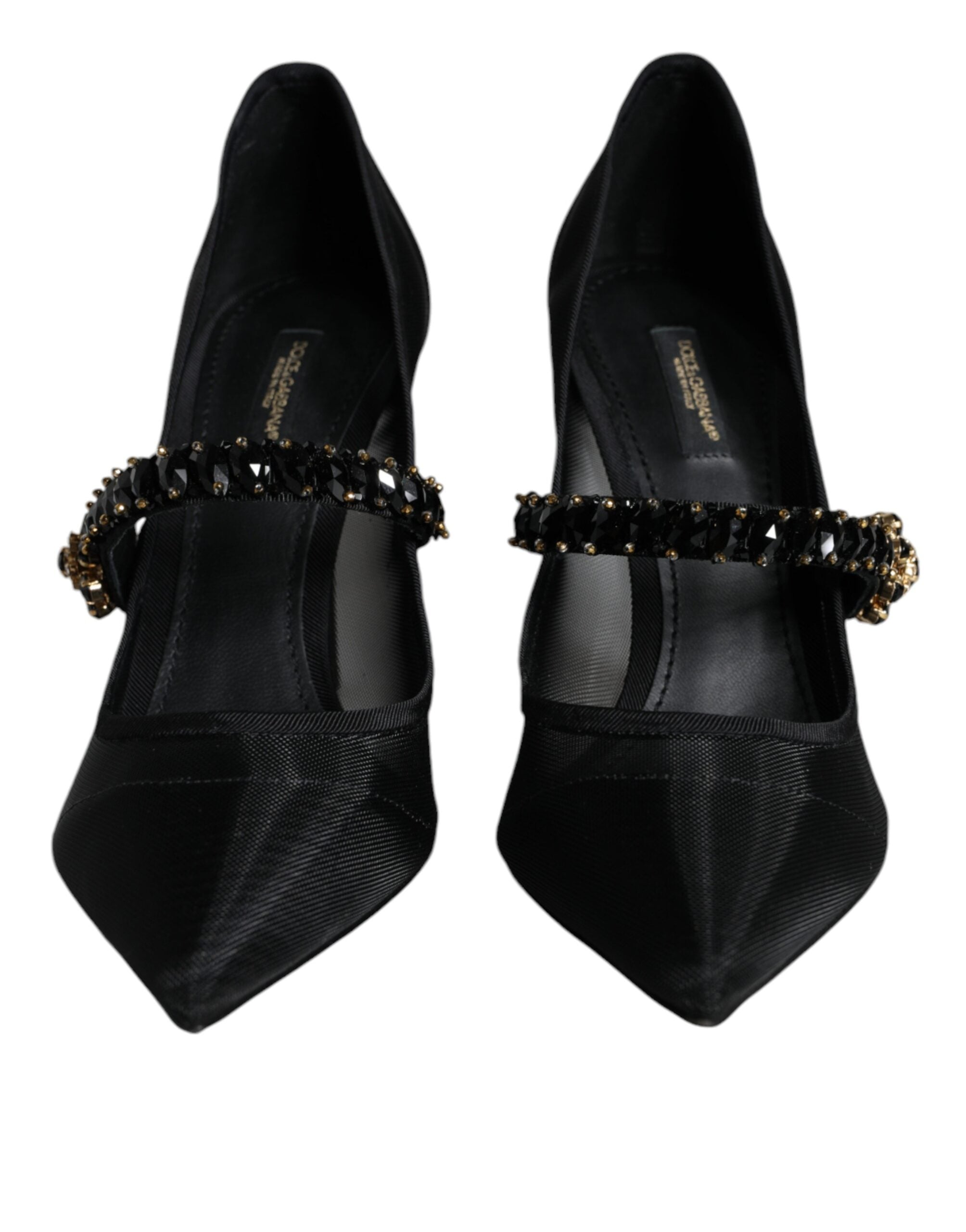 Dolce & Gabbana Black Mesh Mary Jane Crystal Heel Pumps Shoes Glam Steals