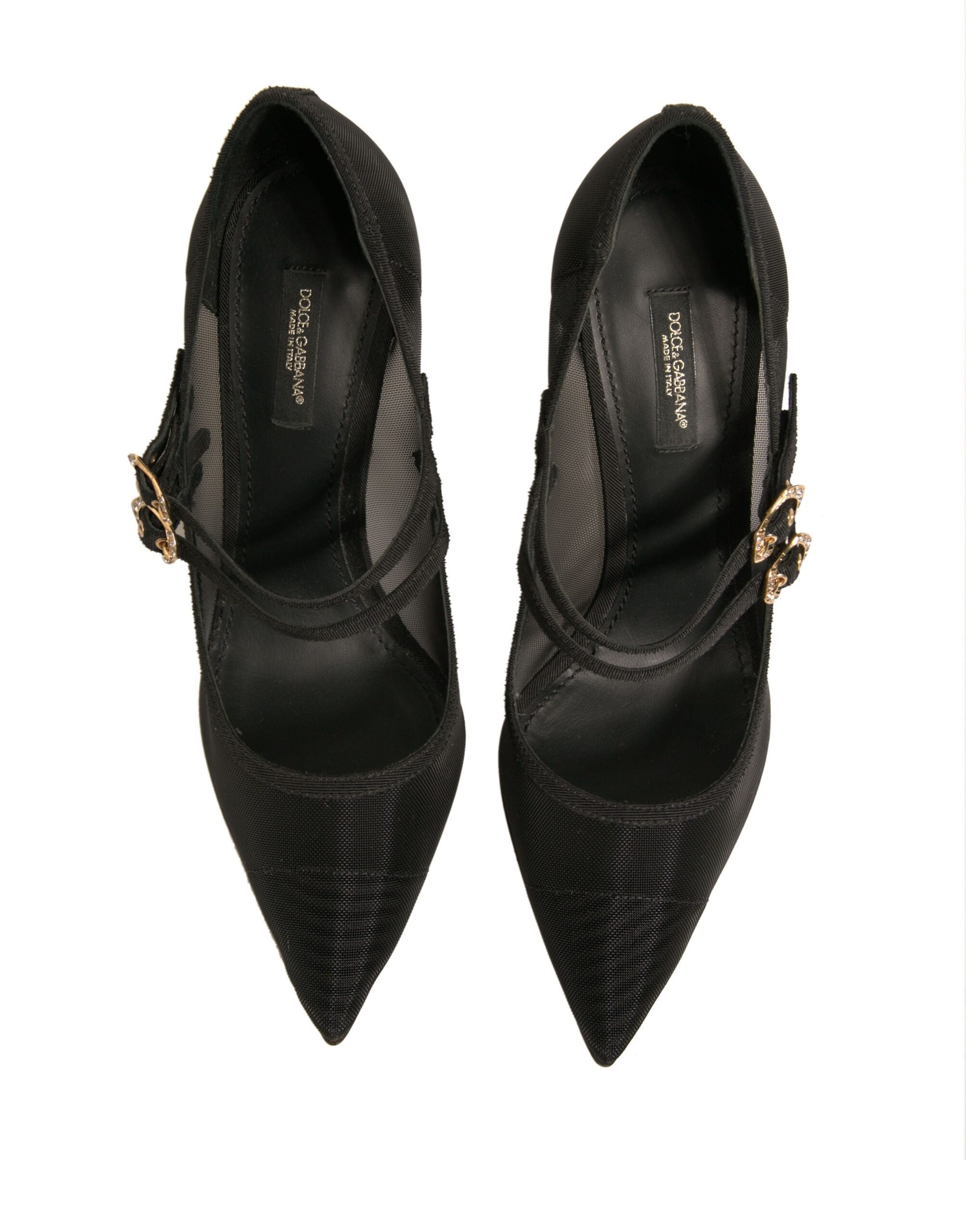 Dolce & Gabbana Black Mesh Mary Jane High Heels Pumps Shoes Glam Steals