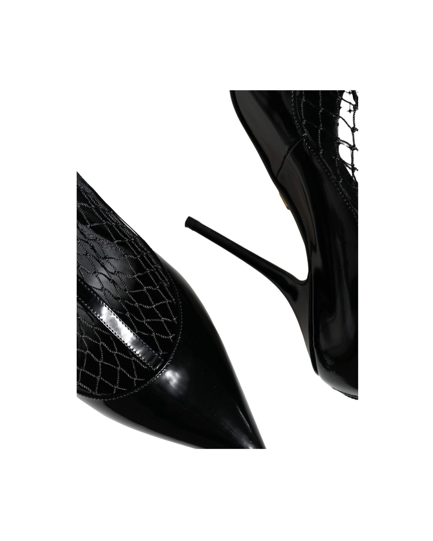 Dolce & Gabbana Black Mesh Patent Leather Heels Pumps Shoes Heels
