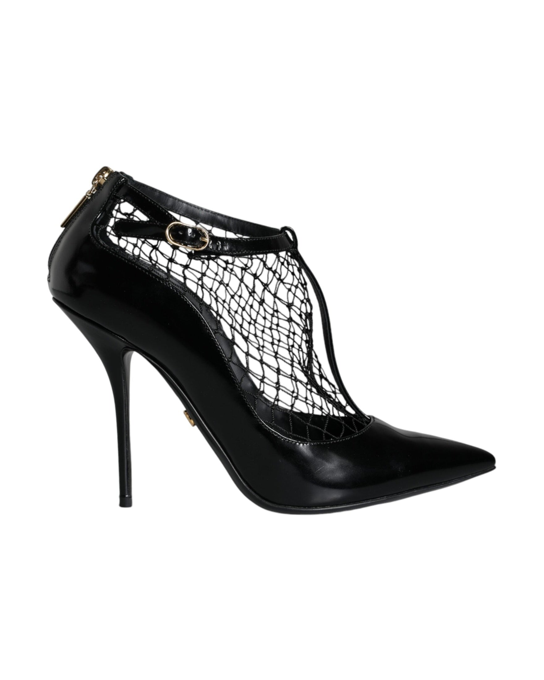 Dolce & Gabbana Black Mesh Patent Leather Heels Pumps Shoes Glam Steals