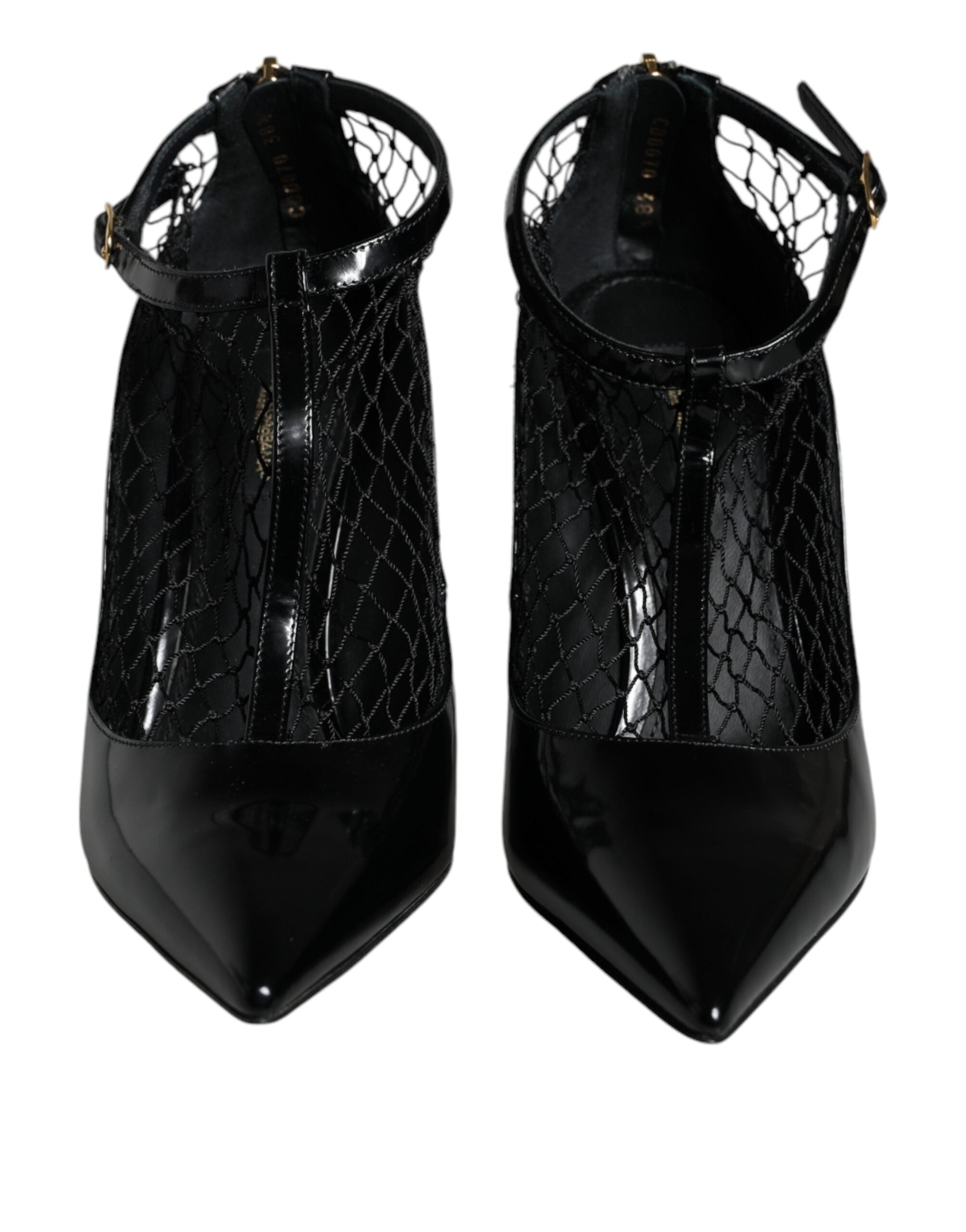 Dolce & Gabbana Black Mesh Patent Leather Heels Pumps Shoes Glam Steals