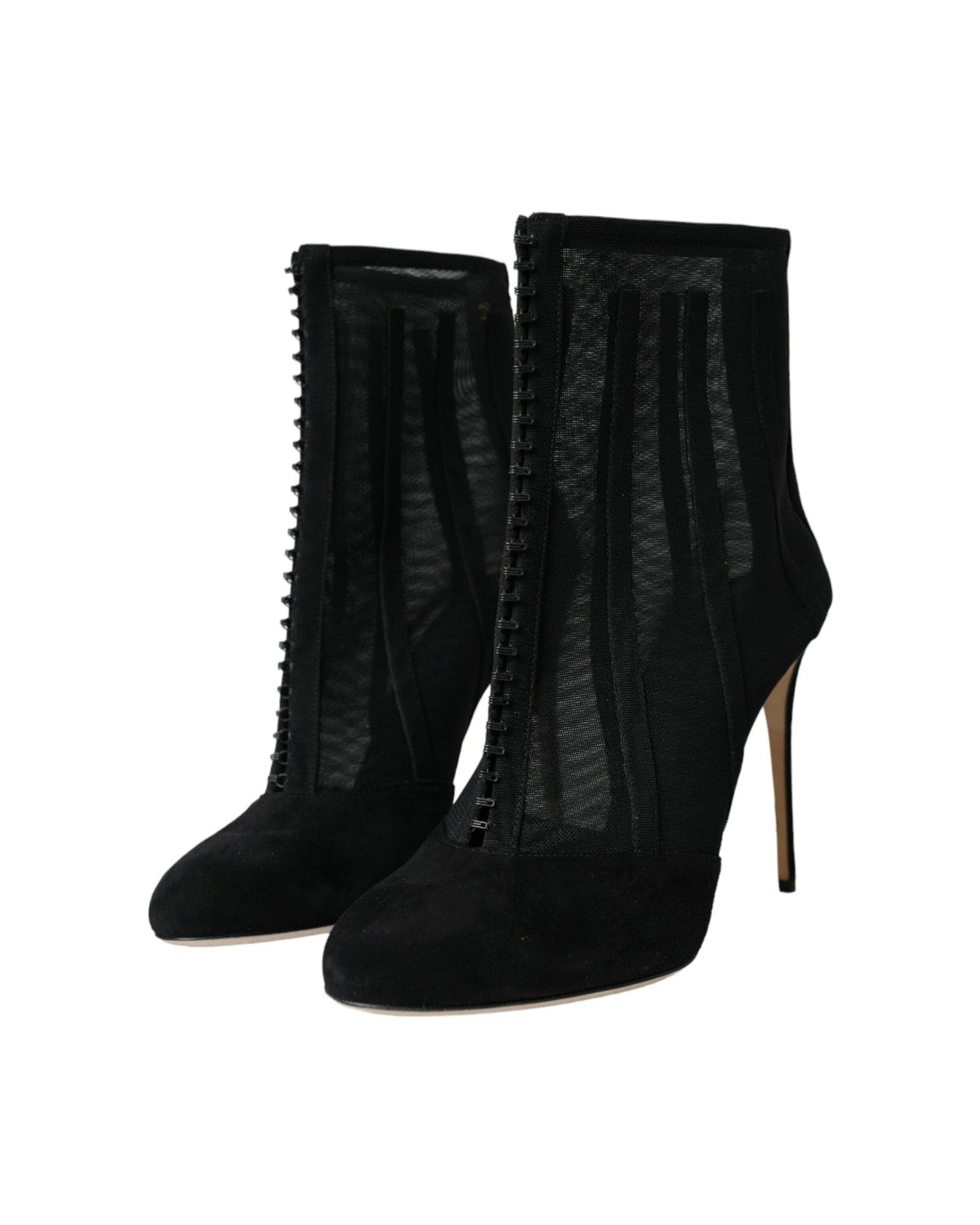 Dolce & Gabbana Black Mesh Stiletto Heels Ankle Boots Shoes Boots