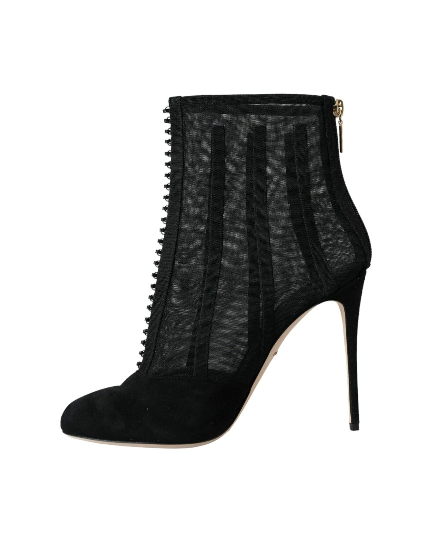 Dolce & Gabbana Black Mesh Stiletto Heels Ankle Boots Shoes Boots