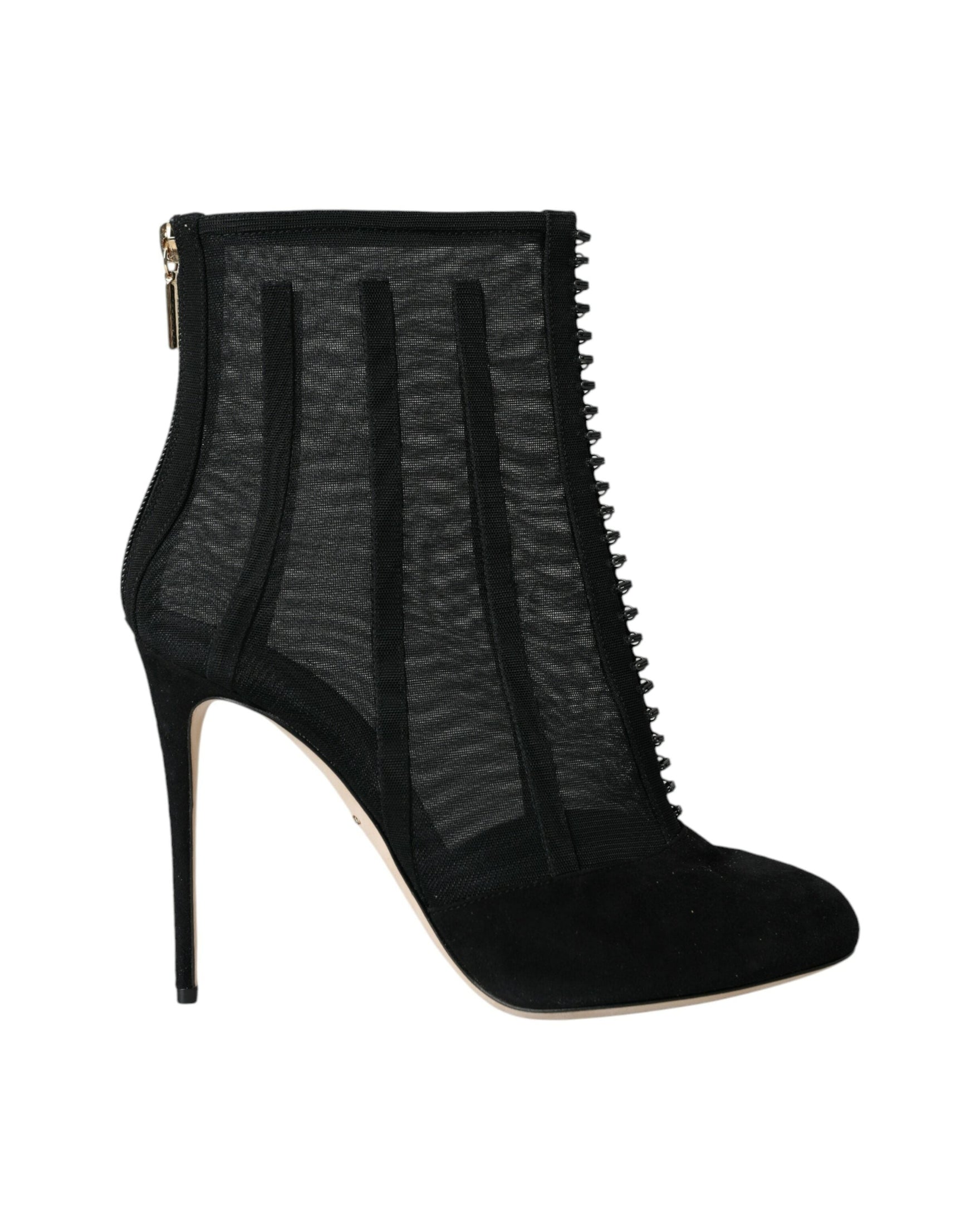 Dolce & Gabbana Black Mesh Stiletto Heels Ankle Boots Shoes Glam Steals