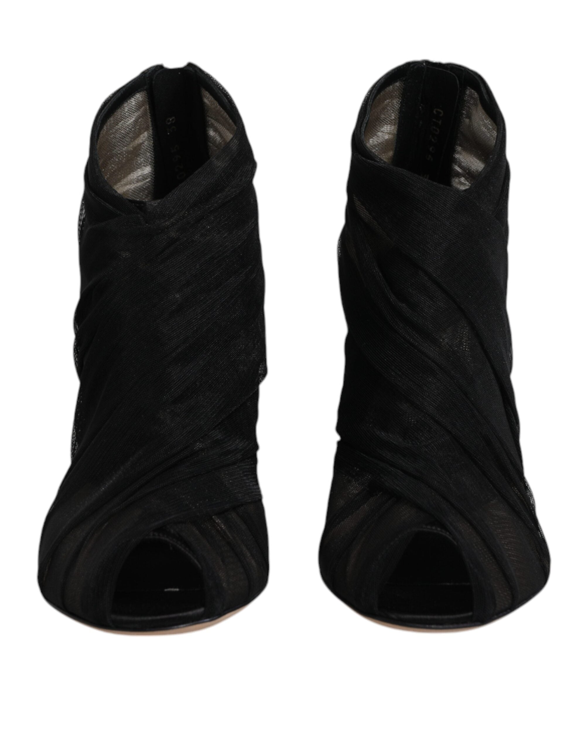 Dolce & Gabbana Black Mesh Stiletto Heels Ankle Boots Shoes Glam Steals