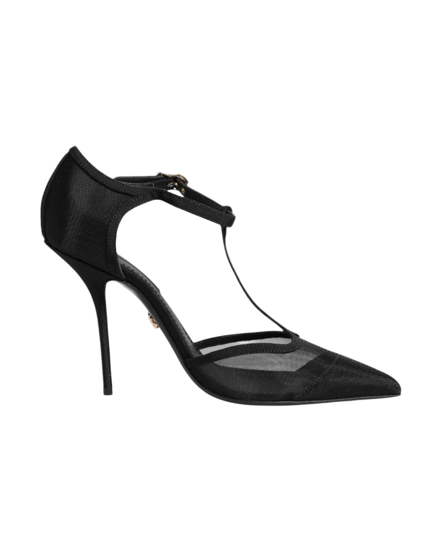 Dolce & Gabbana Black Mesh T Strap Stiletto High Heels Shoes Glam Steals