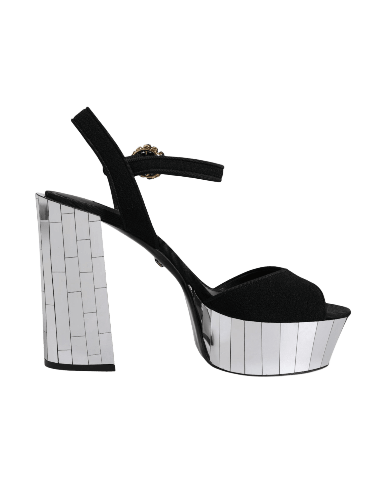 Dolce & Gabbana Black Mirror Heels Platform Sandals Shoes Glam Steals