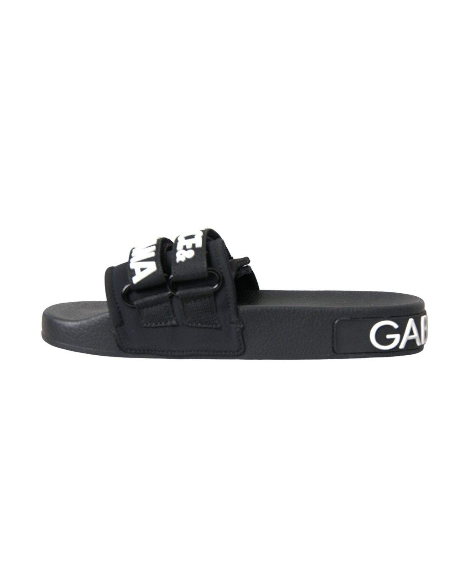 Dolce & Gabbana Black Neoprene Slides Flats Beachwear Shoes Glam Steals