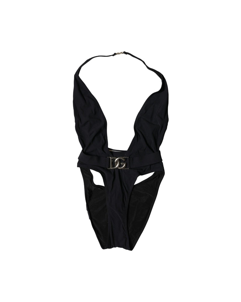 Dolce & Gabbana Black Nylon Dg One Piece Swimsuit Swimwear Glam Steals