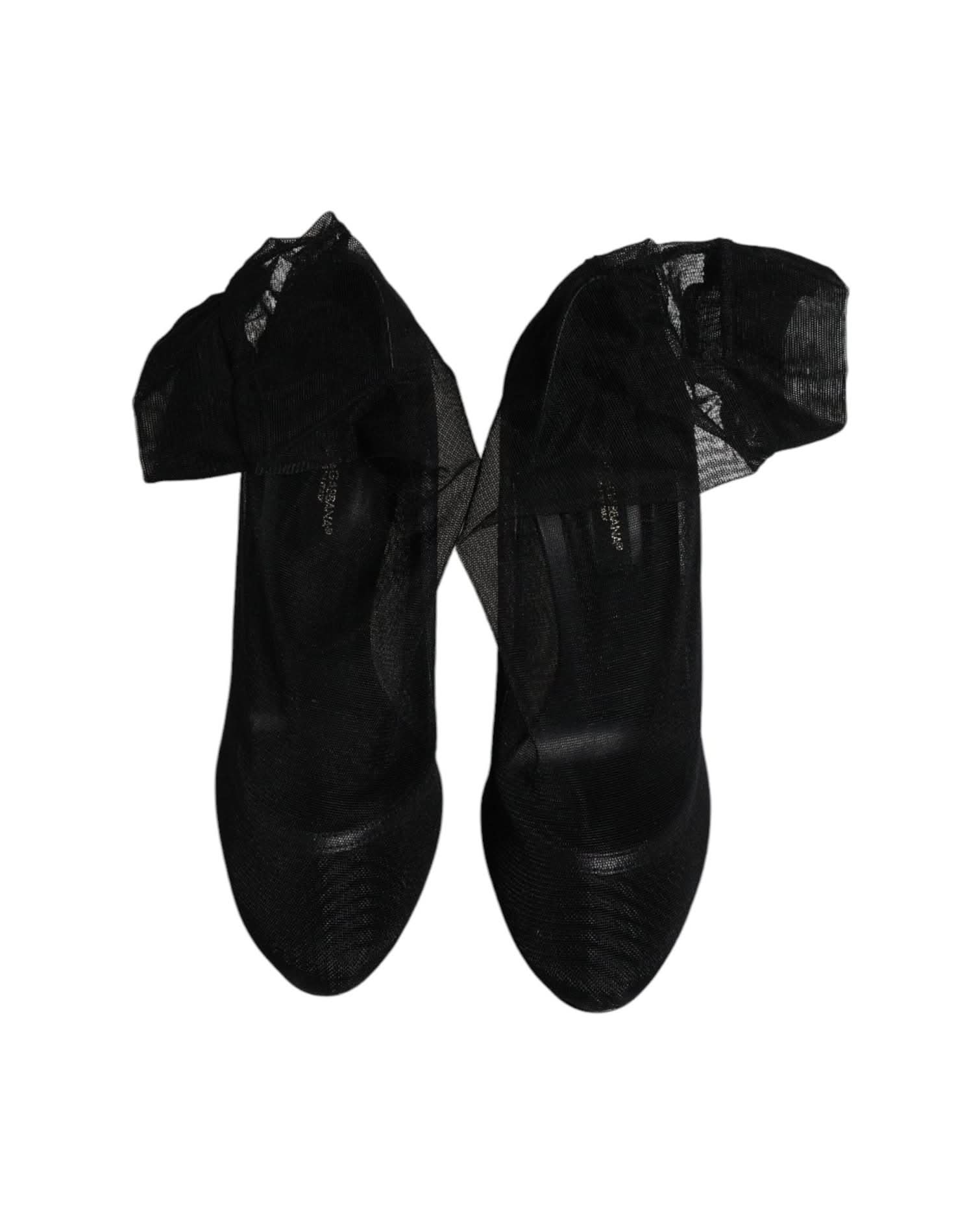 Dolce & Gabbana Black Nylon Mesh Sock Style Boots Shoes Boots