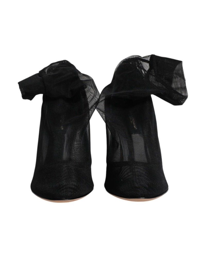 Dolce & Gabbana Black Nylon Mesh Sock Style Boots Shoes Boots