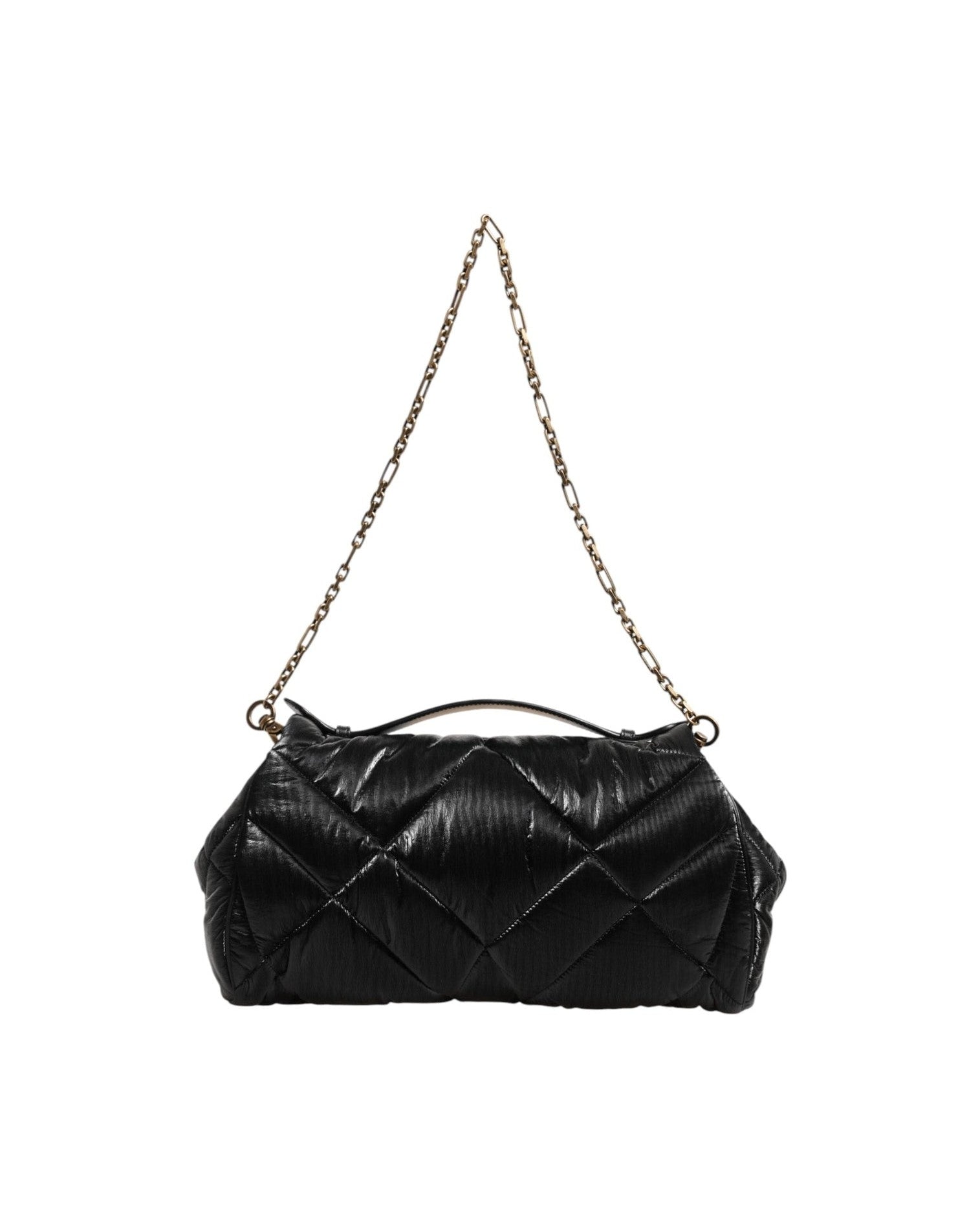 Dolce & Gabbana Black Nylon Quilted Devotion Satchel Chain Strap Bag Glam Steals