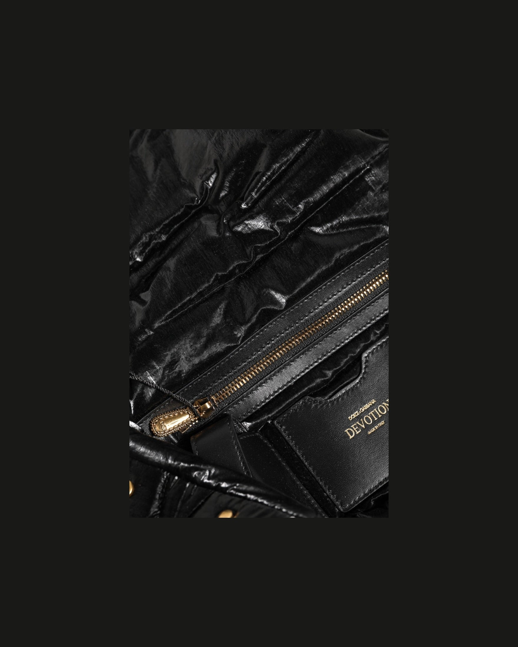 Dolce & Gabbana Black Nylon Quilted Devotion Satchel Chain Strap Bag Glam Steals