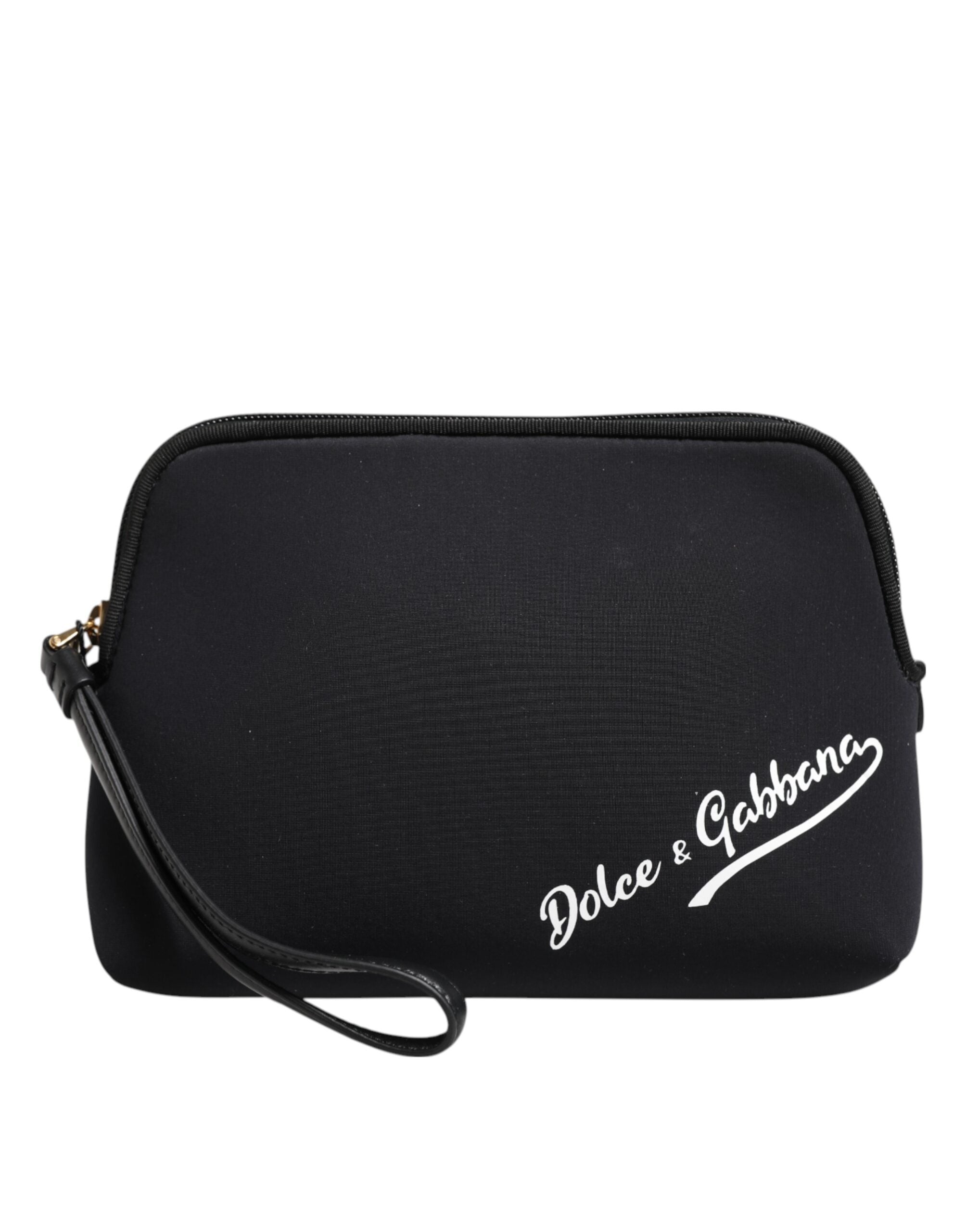Dolce & Gabbana Black Nylon Solid Dg Logoprint Clutch Zip Borse Pouch Bag Glam Steals