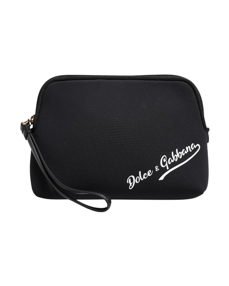 Dolce & Gabbana Black Nylon Solid Dg Logoprint Clutch Zip Borse Pouch Bag Glam Steals